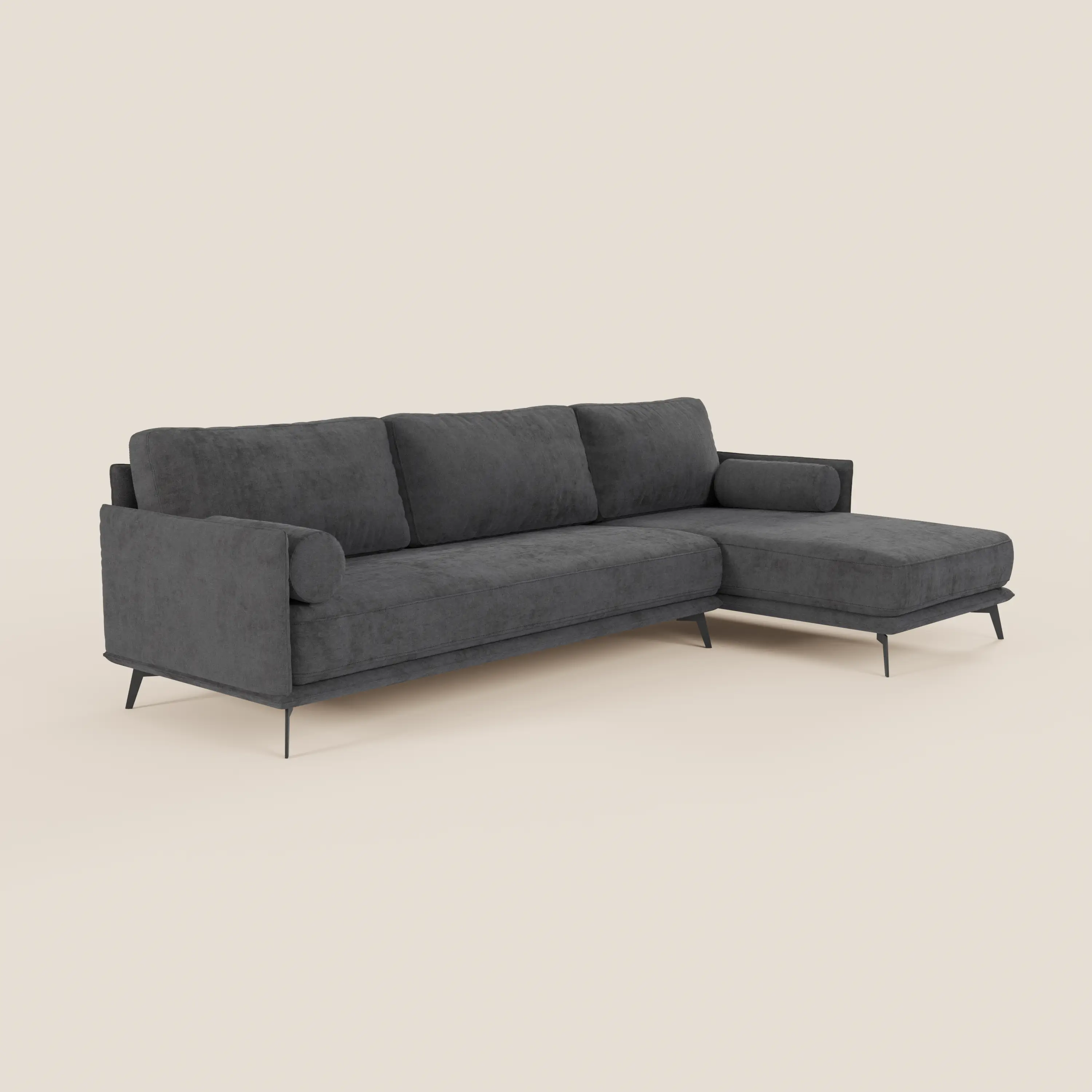 Basalto canapé d'angle moderne avec méridienne et base en métal - dossiers en plumes et tissu détachable T31 - Image 25