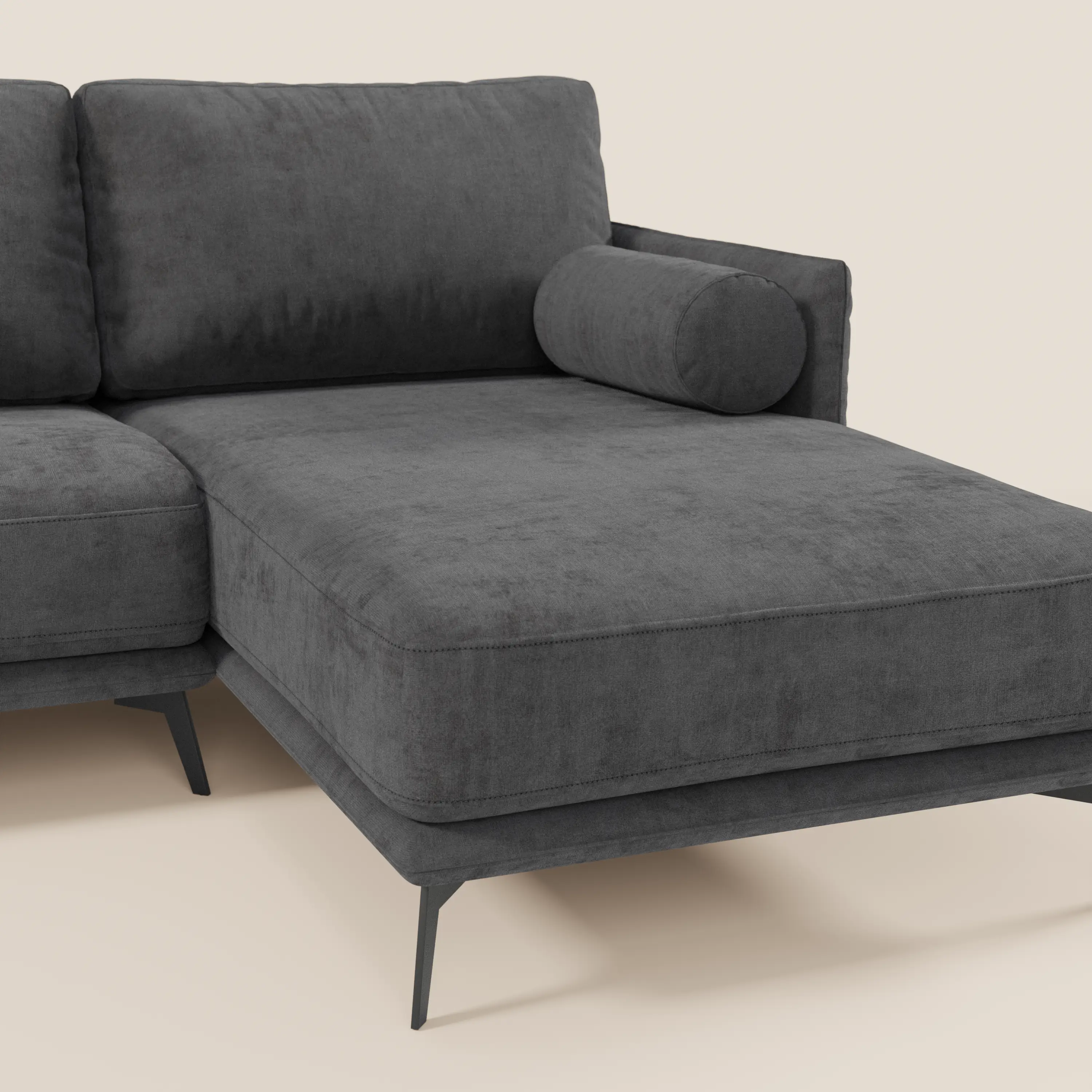 Basalto canapé d'angle moderne avec méridienne et base en métal - dossiers en plumes et tissu détachable T31 - Image 27