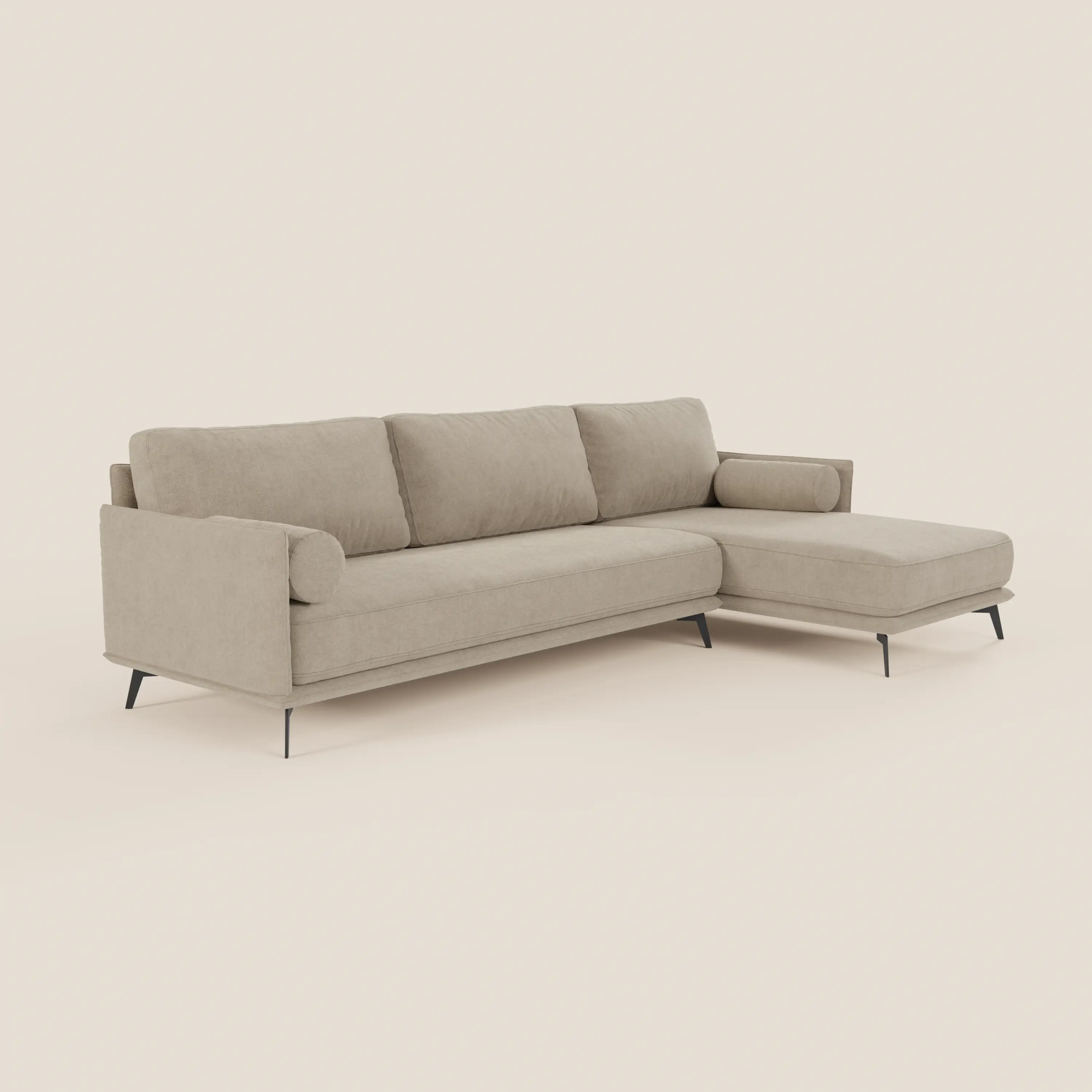 Basalto canapé d'angle moderne avec méridienne et base en métal - dossiers en plumes et tissu détachable T31 - Image 3