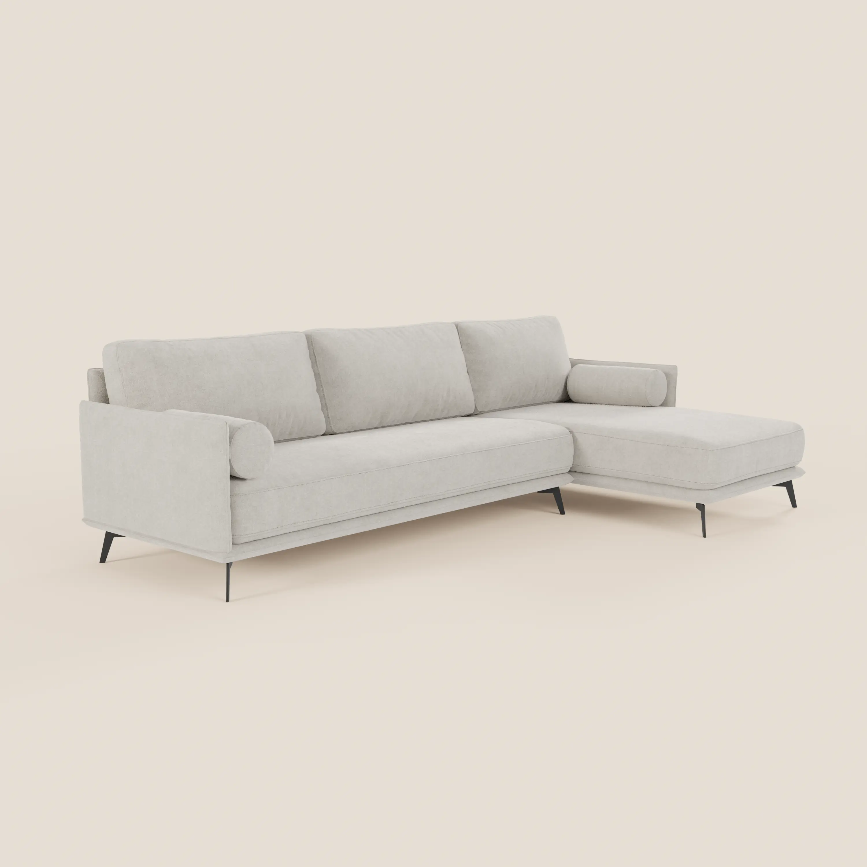 Basalto canapé d'angle moderne avec méridienne et base en métal - dossiers en plumes et tissu détachable T31 - Image 36