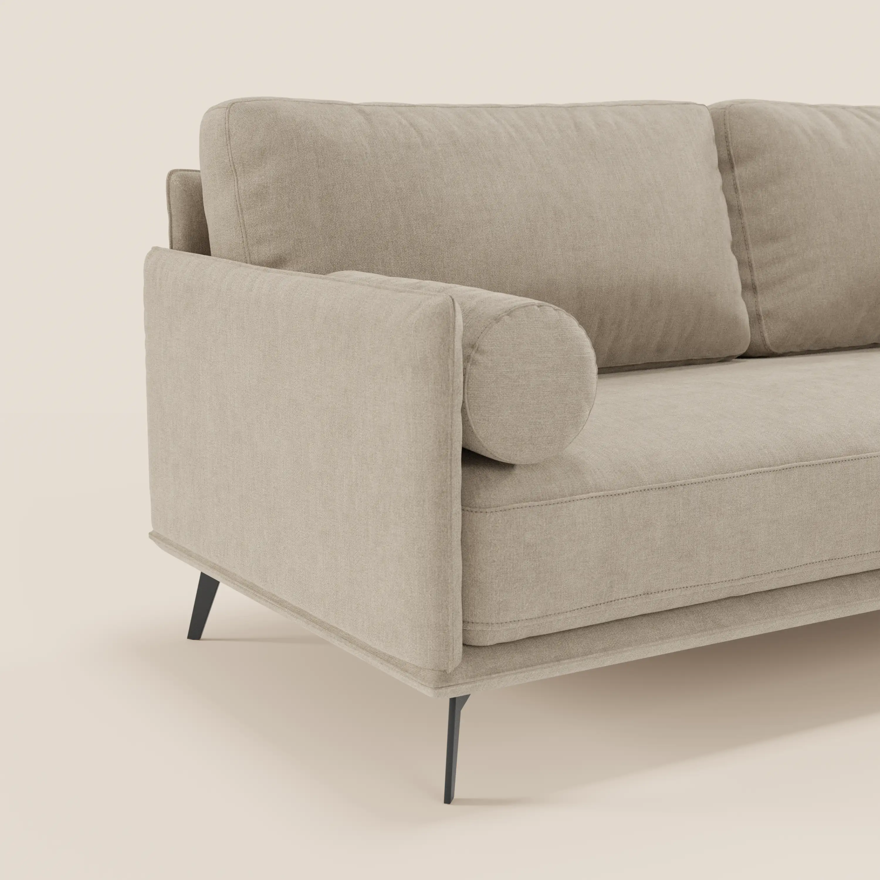 Basalto canapé d'angle moderne avec méridienne et base en métal - dossiers en plumes et tissu détachable T31 - Image 4