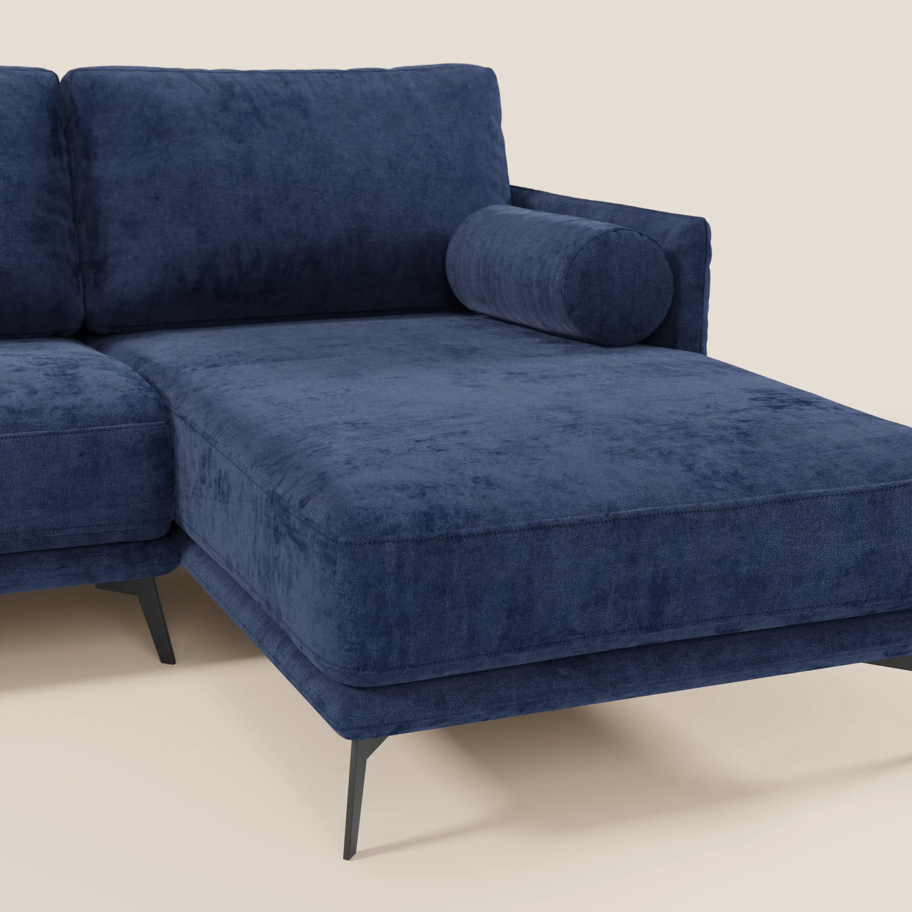 Basalto canapé d'angle moderne avec méridienne et base en métal - dossiers en plumes et tissu détachable T31 - Image 49
