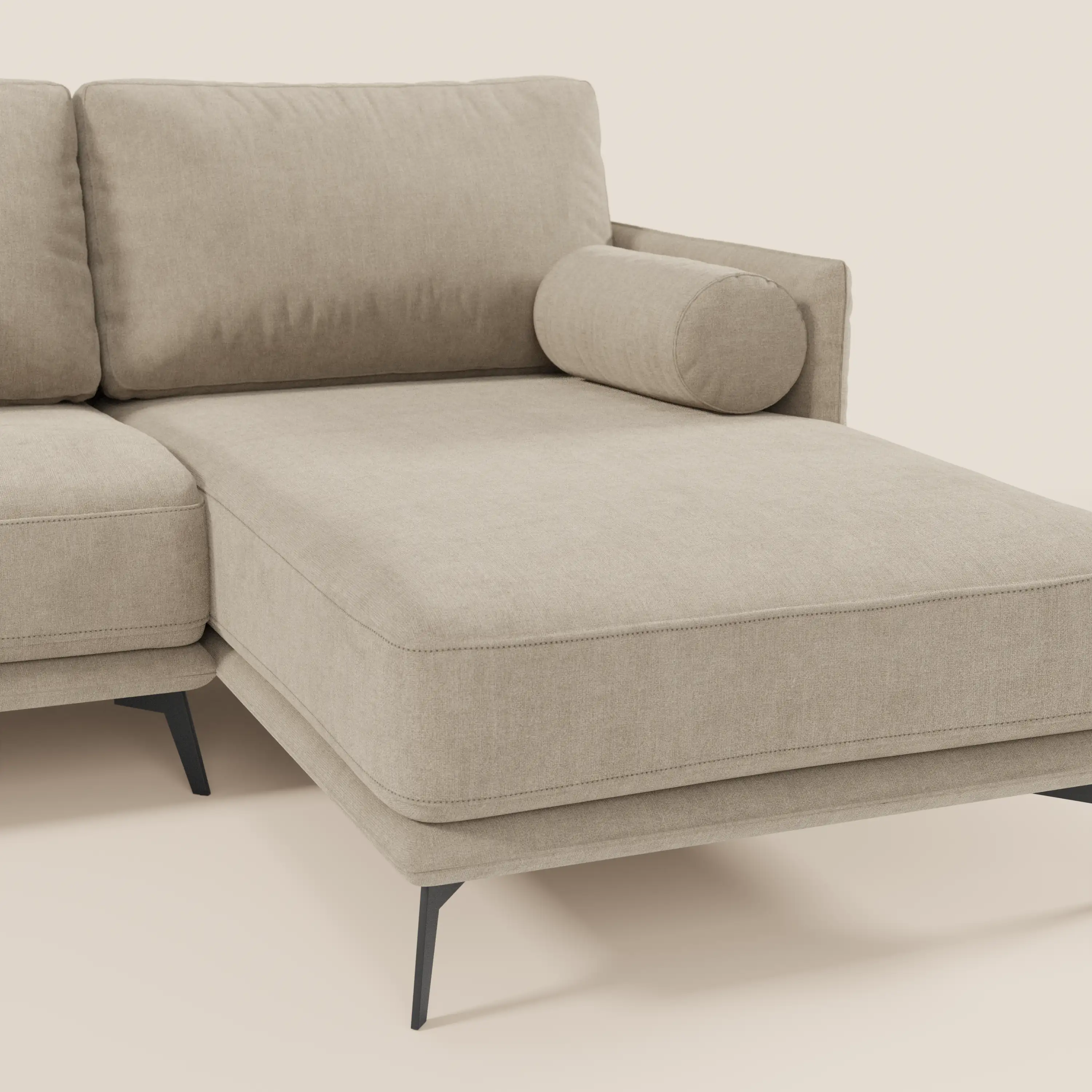 Basalto canapé d'angle moderne avec méridienne et base en métal - dossiers en plumes et tissu détachable T31 - Image 5