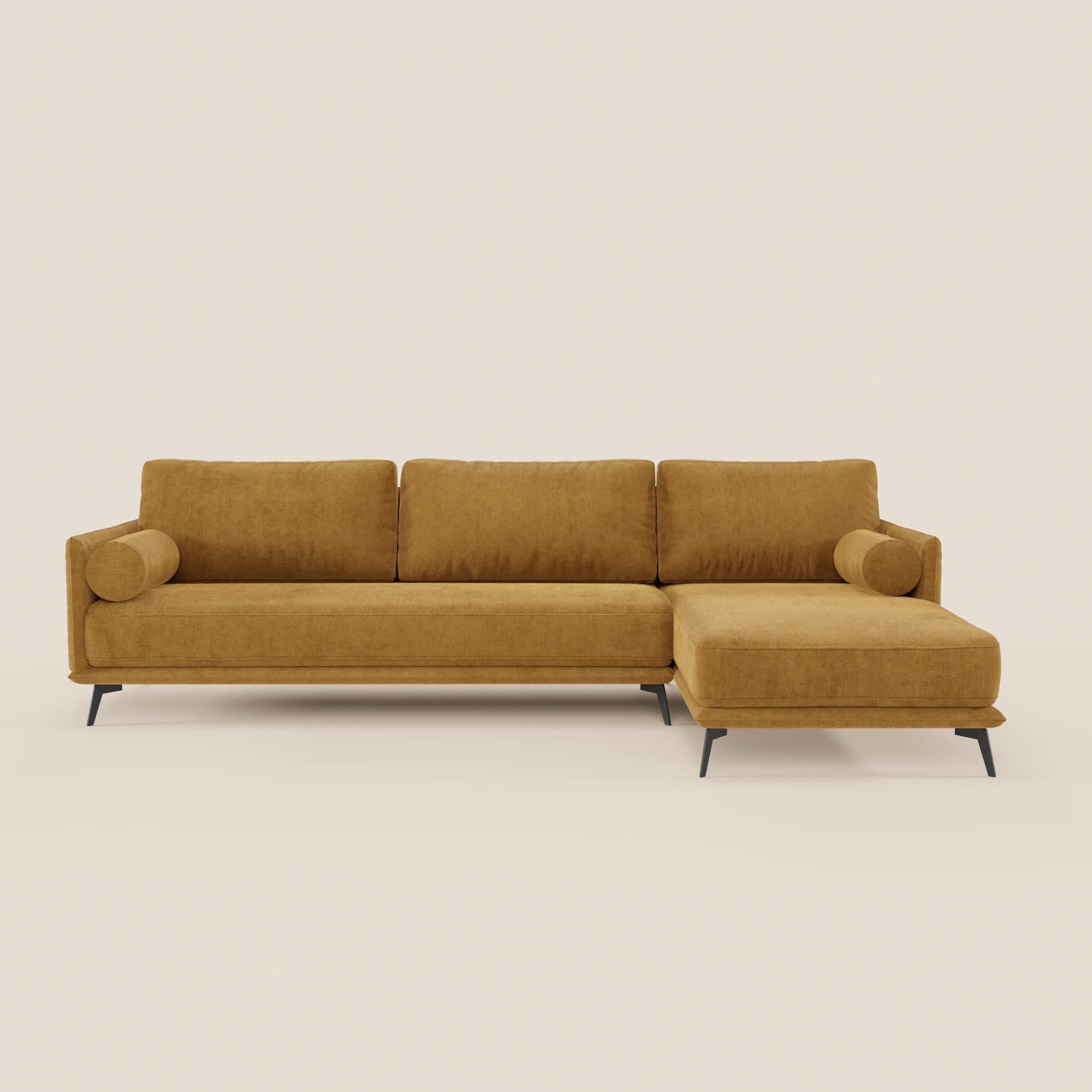 Basalto canapé d'angle moderne avec méridienne et base en métal - dossiers en plumes et tissu détachable T31 - Image 57