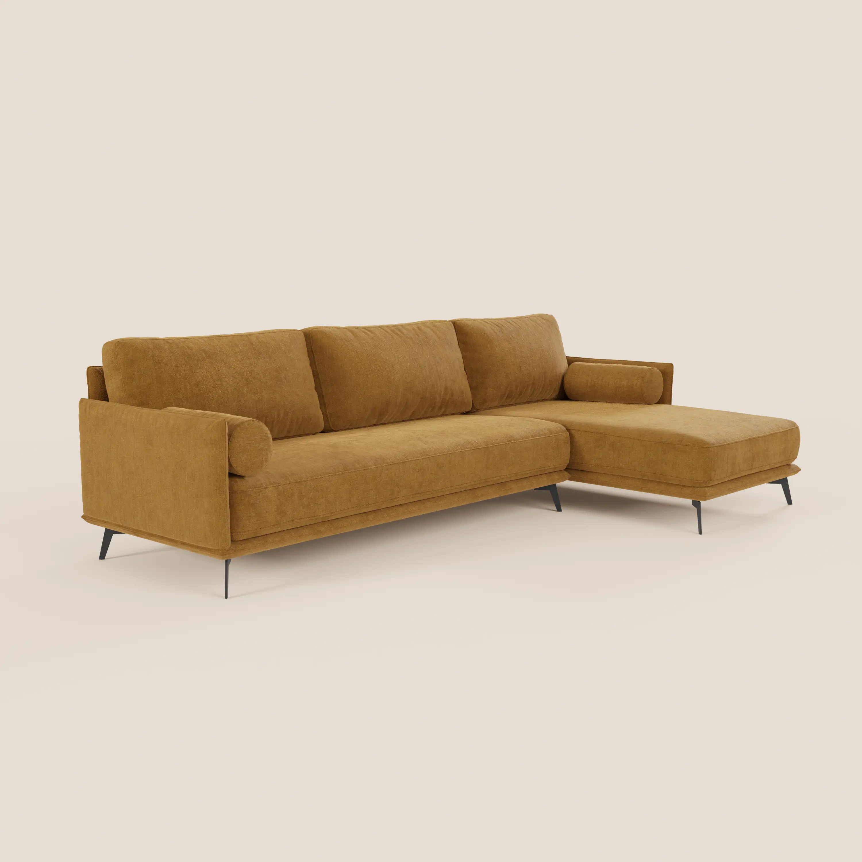 Basalto canapé d'angle moderne avec méridienne et base en métal - dossiers en plumes et tissu détachable T31 - Image 58