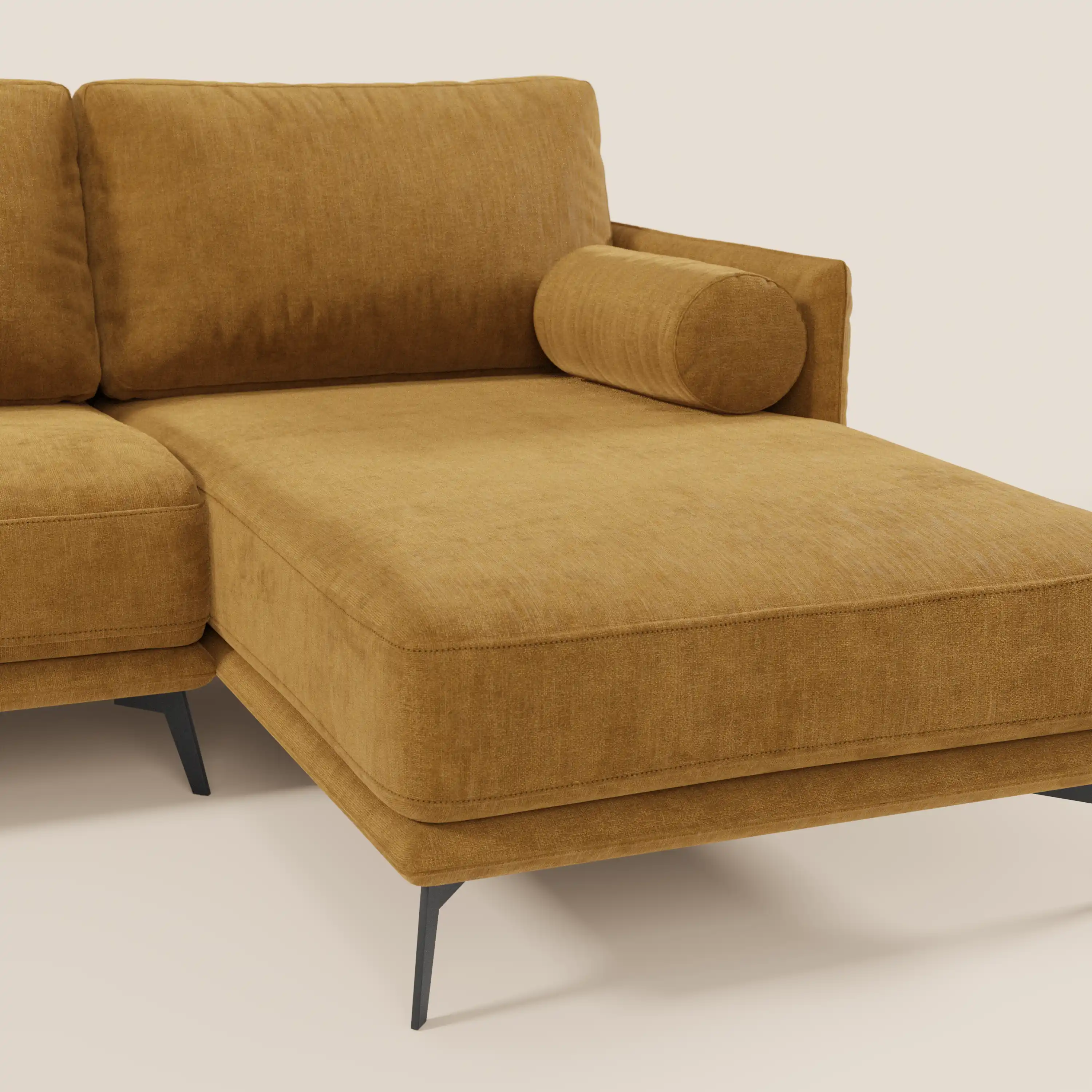 Basalto canapé d'angle moderne avec méridienne et base en métal - dossiers en plumes et tissu détachable T31 - Image 60