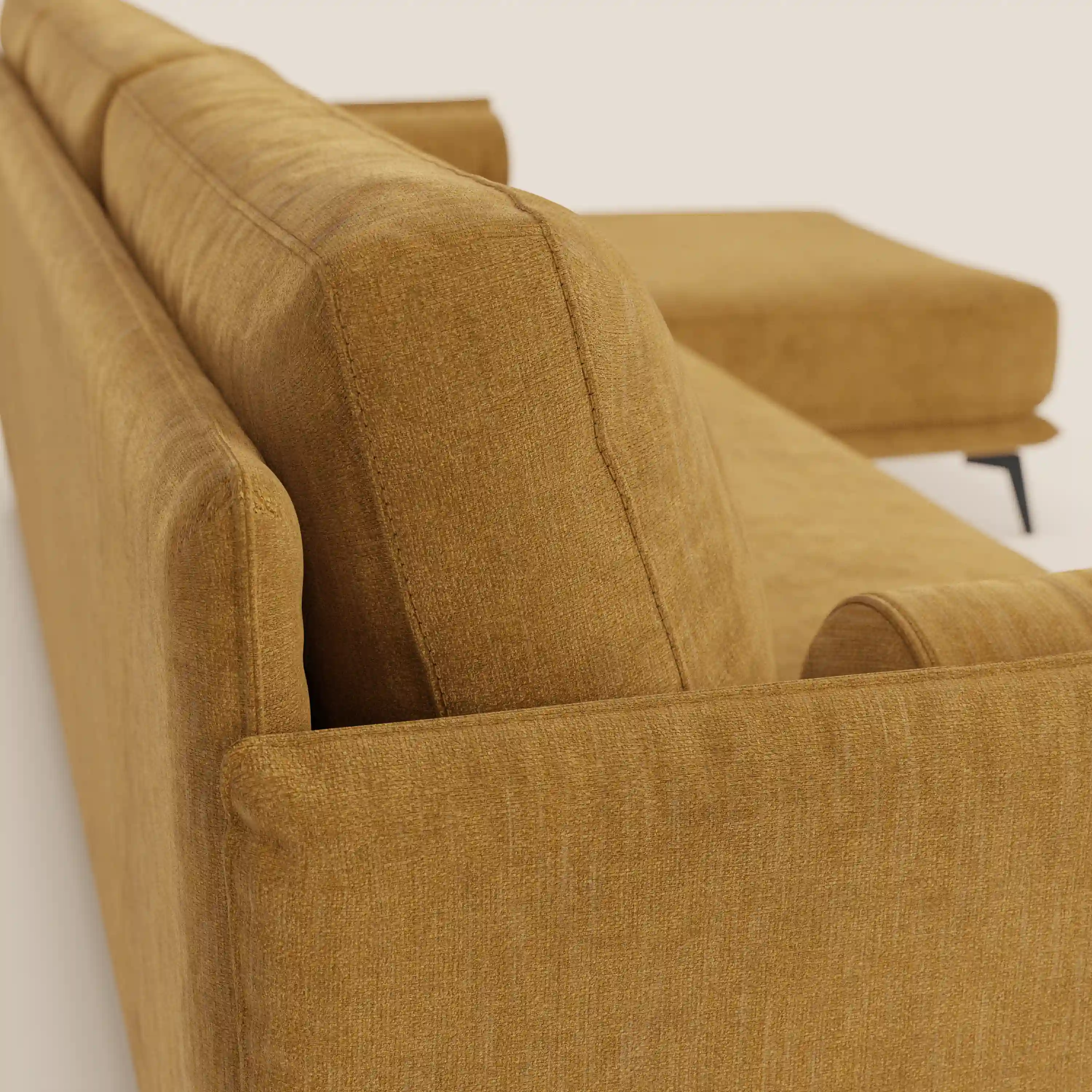 Basalto canapé d'angle moderne avec méridienne et base en métal - dossiers en plumes et tissu détachable T31 - Image 62