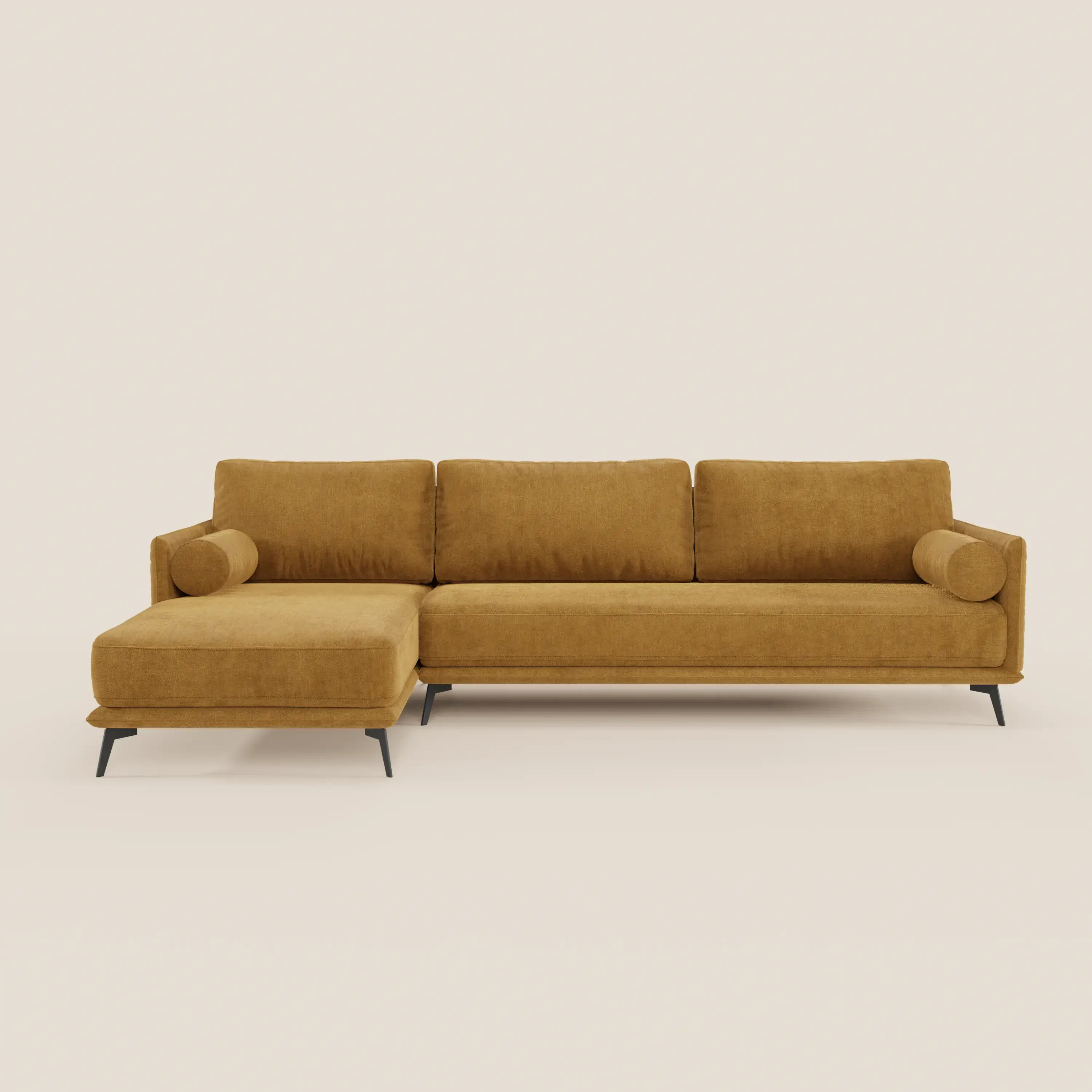 Basalto canapé d'angle moderne avec méridienne et base en métal - dossiers en plumes et tissu détachable T31 - Image 65