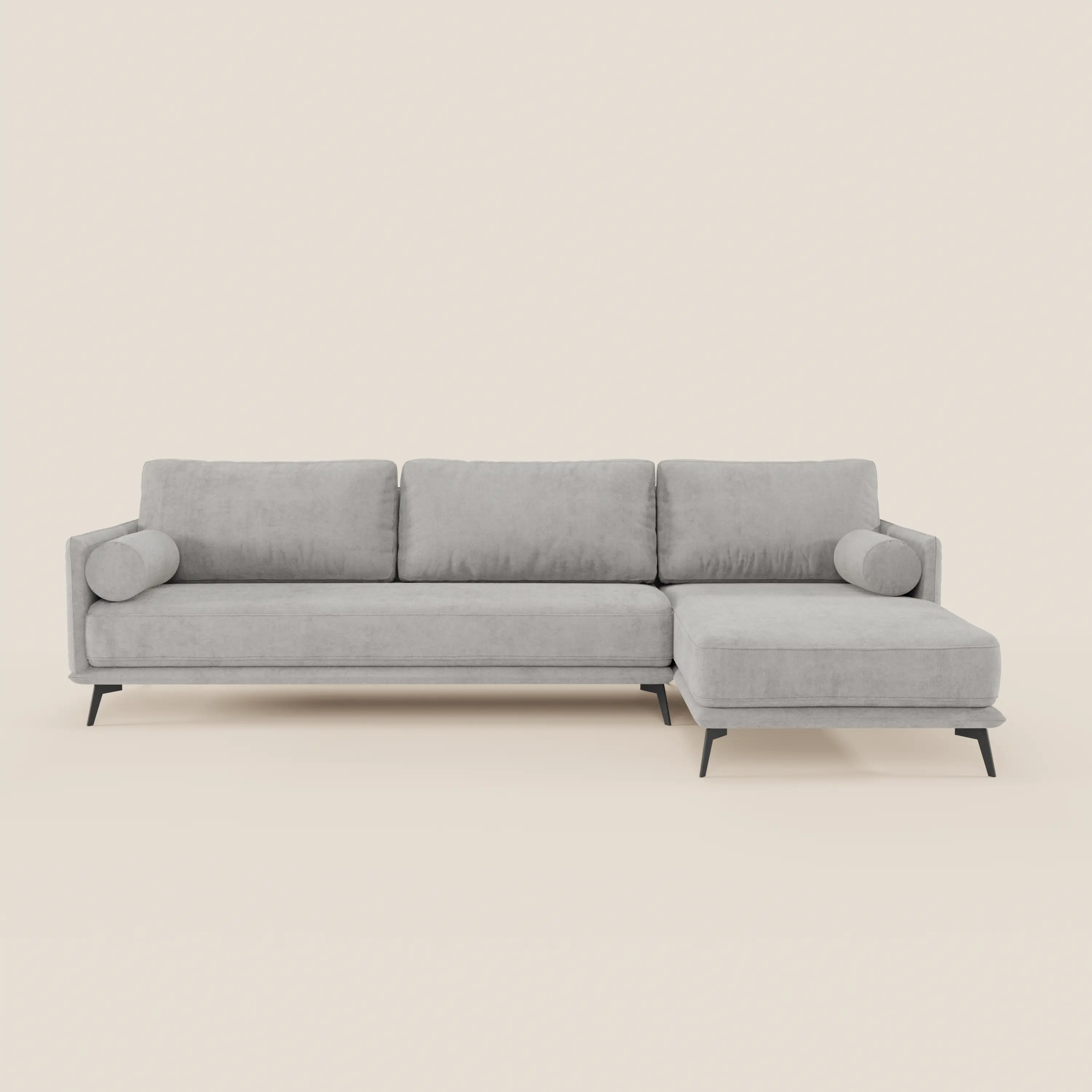 Basalto canapé d'angle moderne avec méridienne et base en métal - dossiers en plumes et tissu détachable T31 - Image 68
