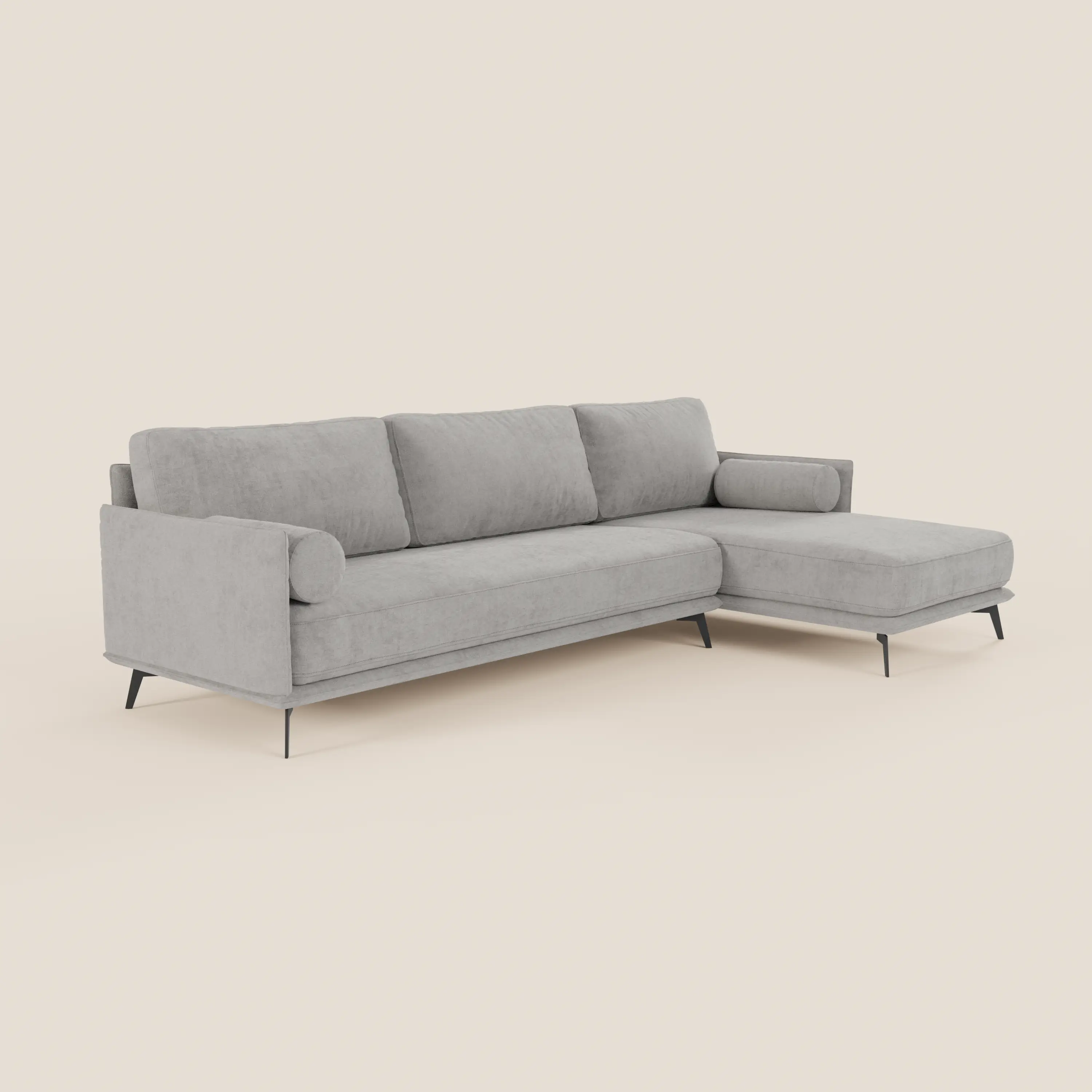 Basalto canapé d'angle moderne avec méridienne et base en métal - dossiers en plumes et tissu détachable T31 - Image 69