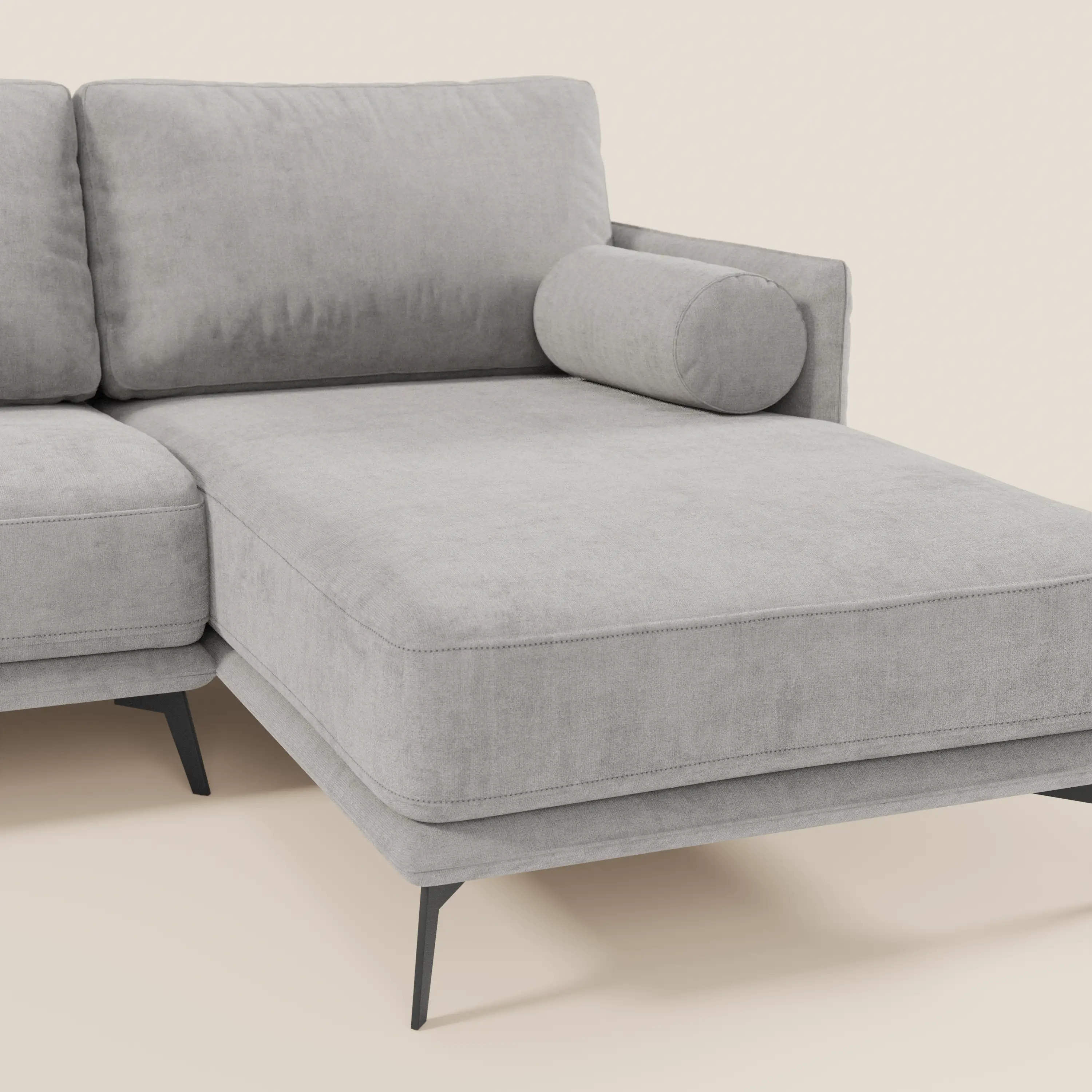 Basalto canapé d'angle moderne avec méridienne et base en métal - dossiers en plumes et tissu détachable T31 - Image 71