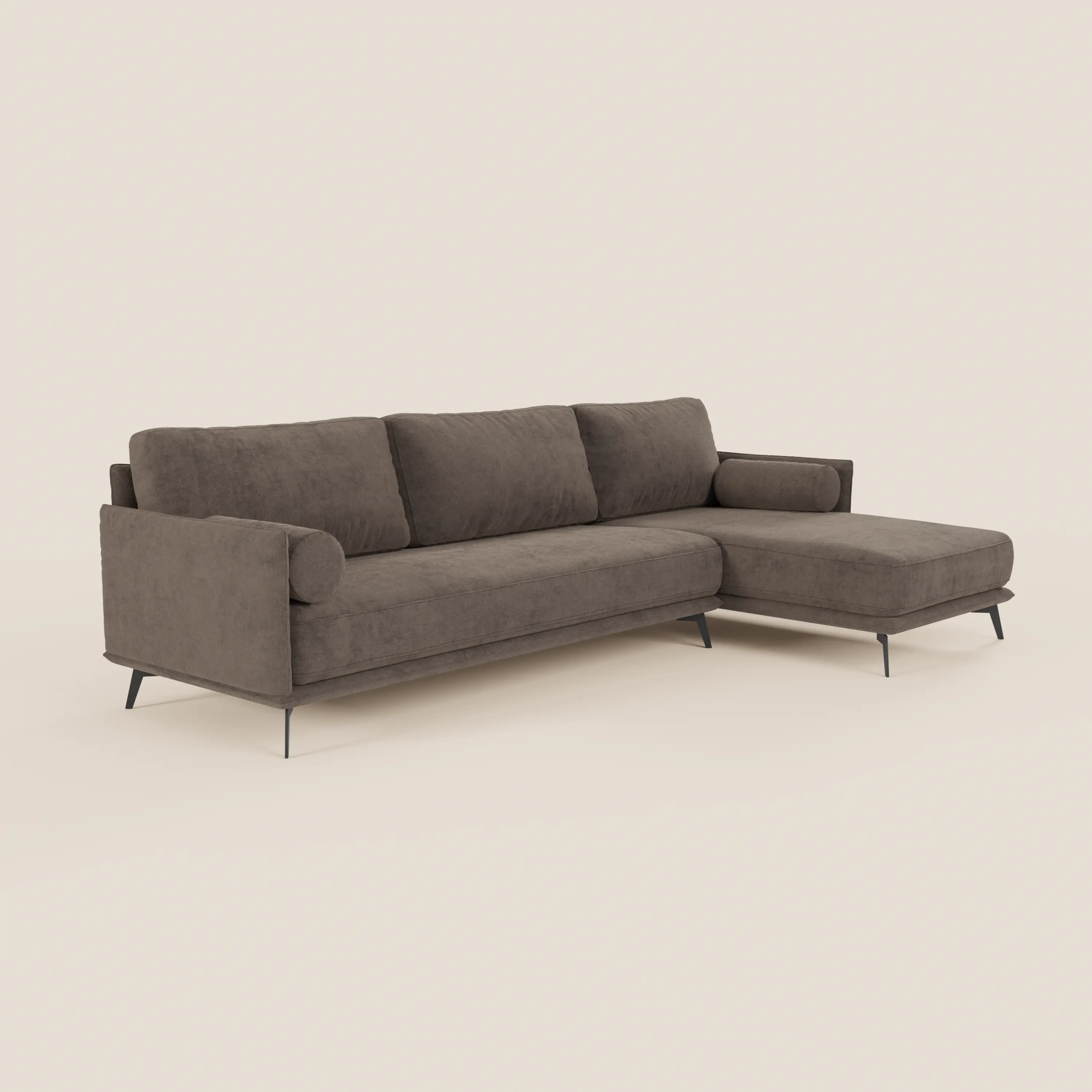 Basalto canapé d'angle moderne avec méridienne et base en métal - dossiers en plumes et tissu détachable T31 - Image 80