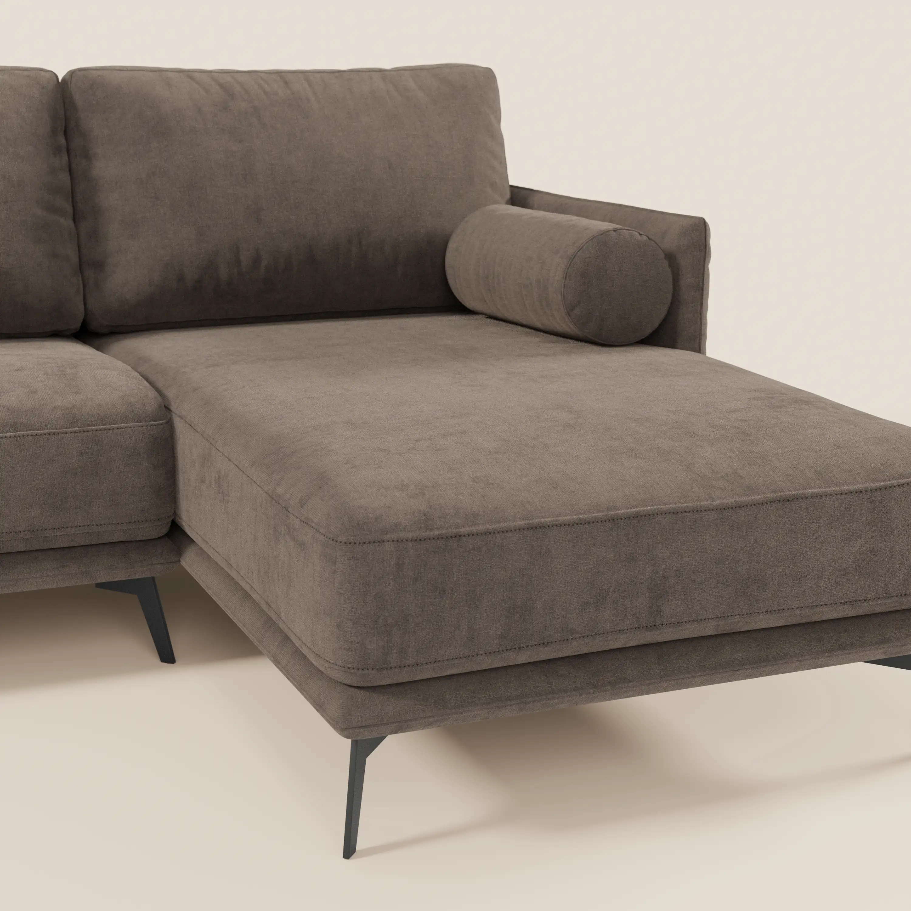 Basalto canapé d'angle moderne avec méridienne et base en métal - dossiers en plumes et tissu détachable T31 - Image 82