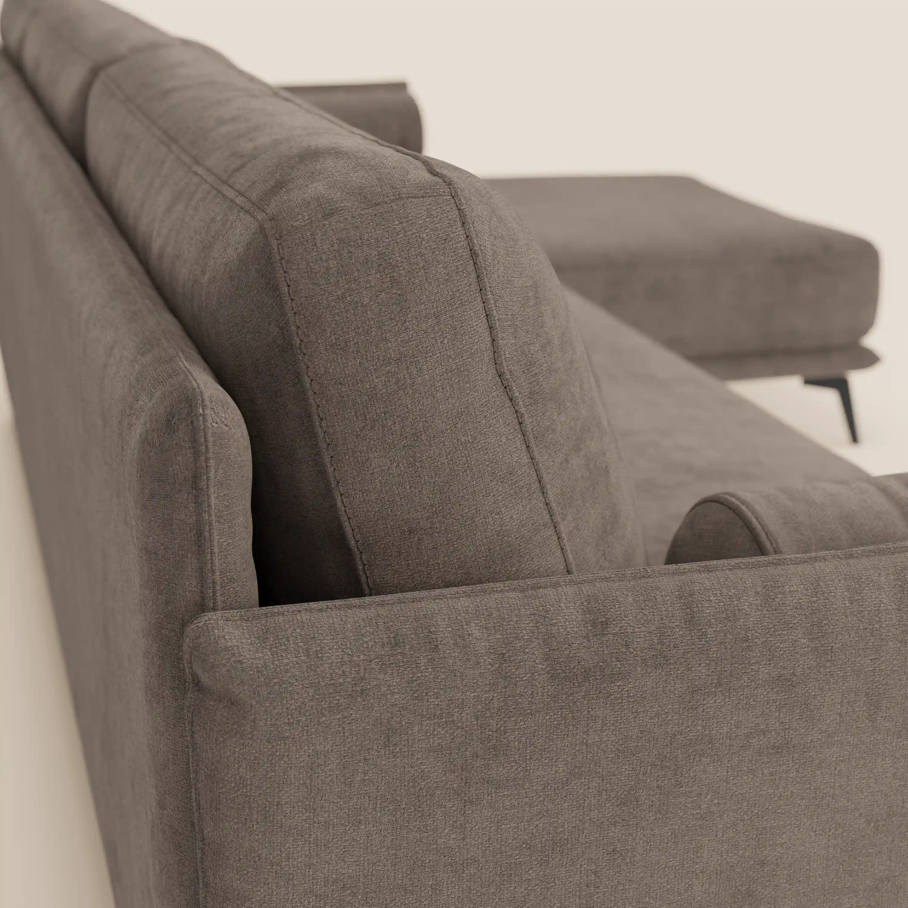 Basalto canapé d'angle moderne avec méridienne et base en métal - dossiers en plumes et tissu détachable T31 - Image 84