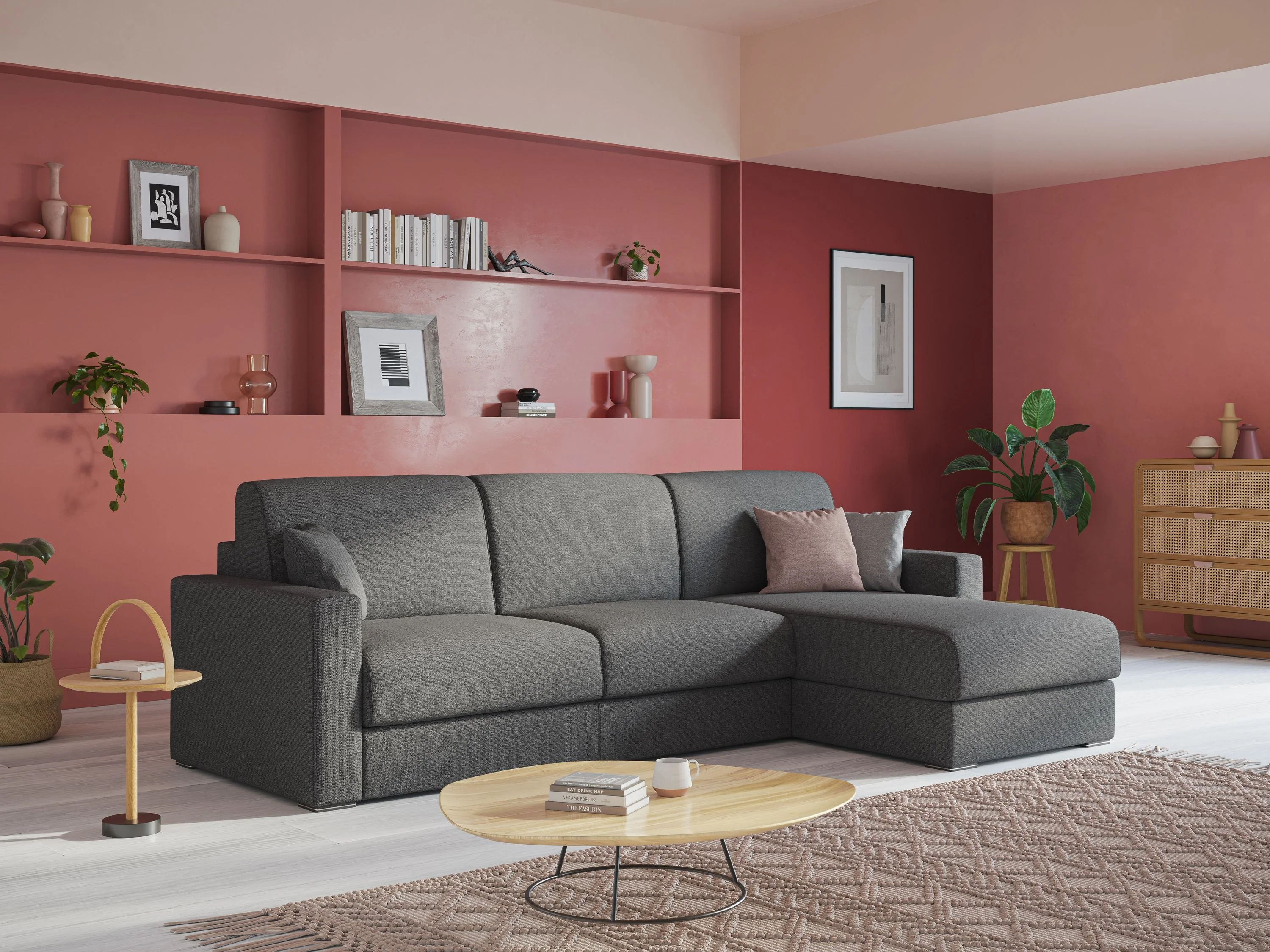Best Canapé d'angle convertible en tissu détachable QuickClean T08 crème - Image 10