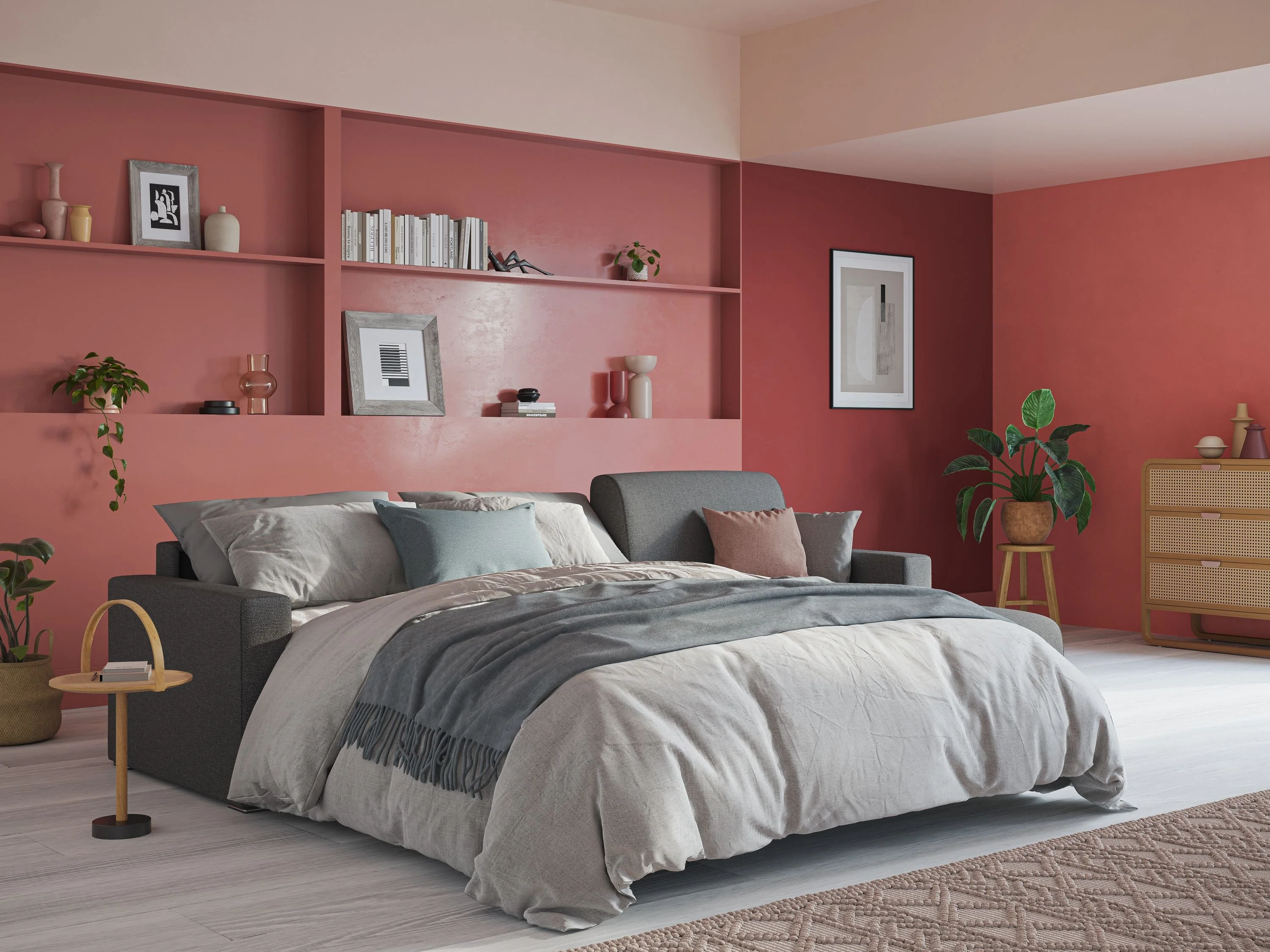 Best Canapé d'angle convertible en tissu détachable QuickClean T08 gris - Image 2