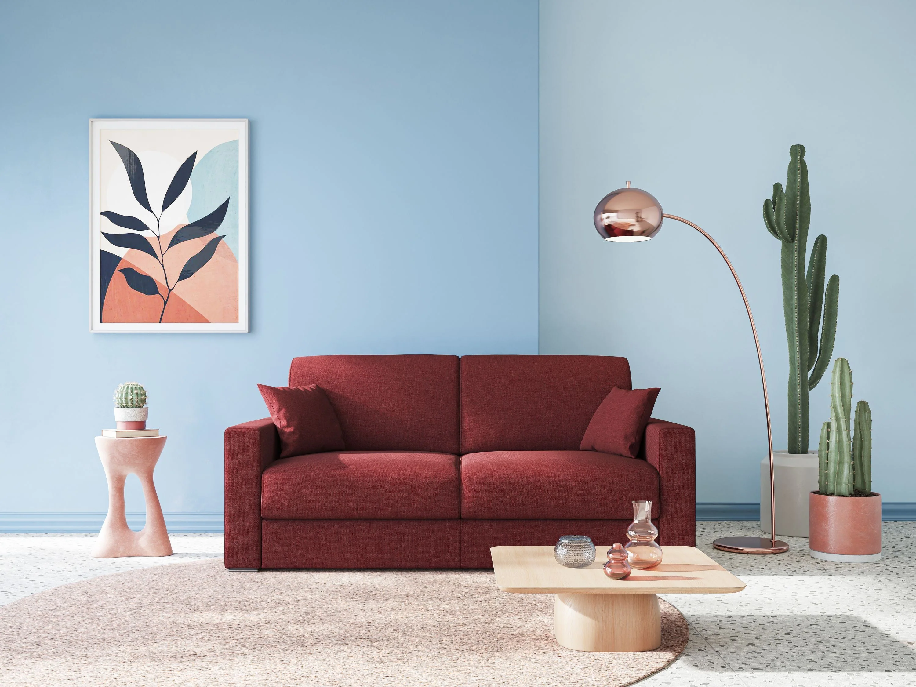 Best canapé lit convertible en tissu détachable QuickClean T08 rouge - Image 3