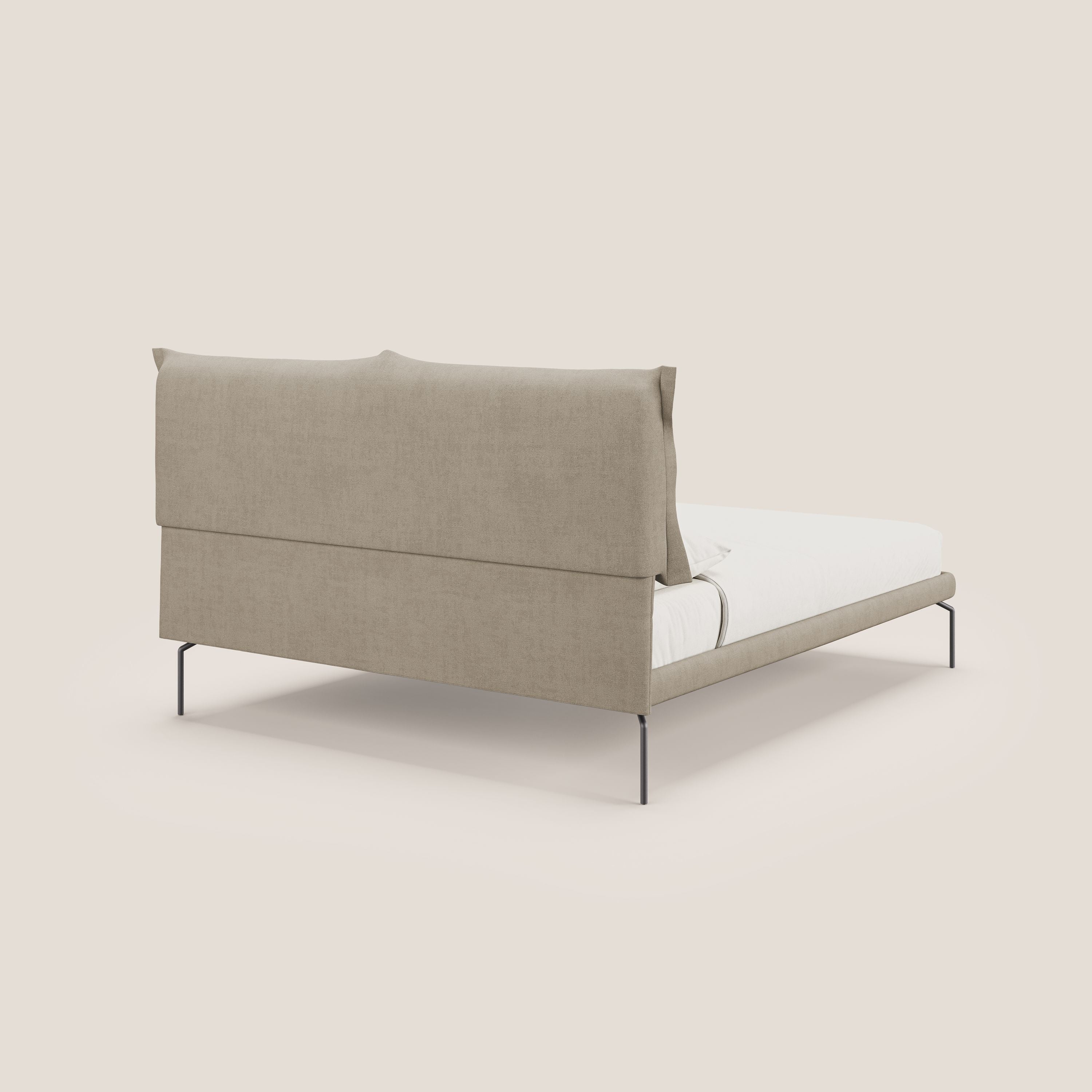 Bice lit rembourré avec coussins et pieds noirs en métal en tissu imperméable T02 beige - Image 4
