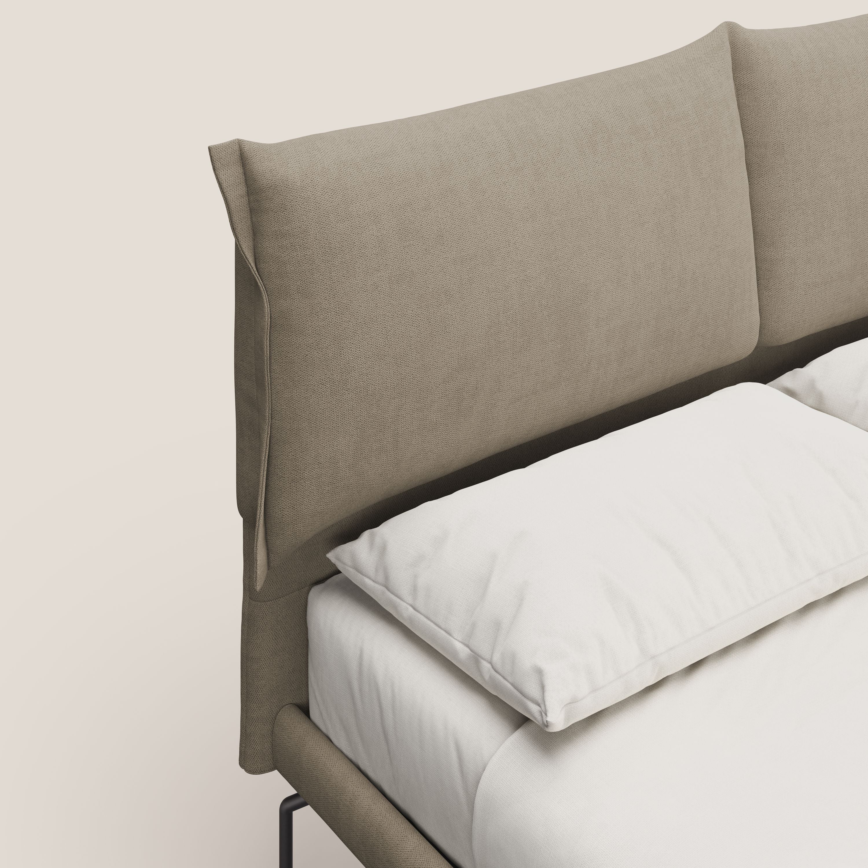 Bice lit rembourré avec coussins et pieds noirs en métal en tissu imperméable T02 beige - Image 5