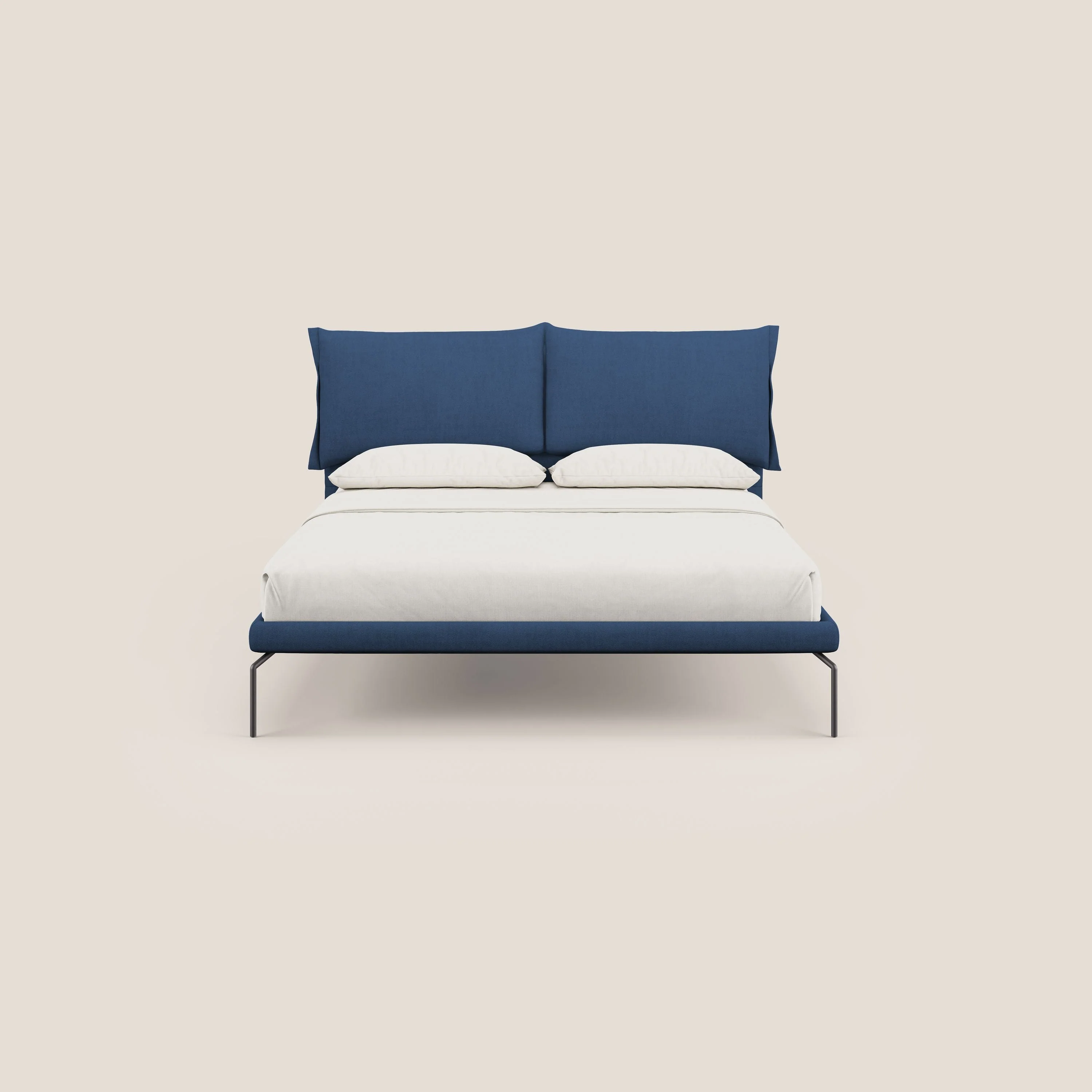 Bice lit rembourré avec coussins et pieds noirs en métal en tissu imperméable T02 bleu - Image 2
