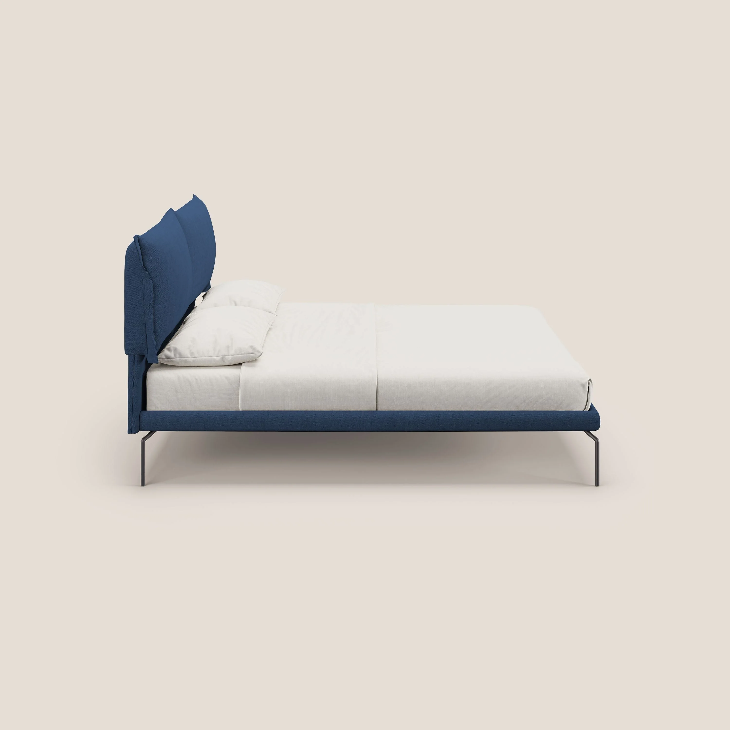 Bice lit rembourré avec coussins et pieds noirs en métal en tissu imperméable T02 bleu - Image 3