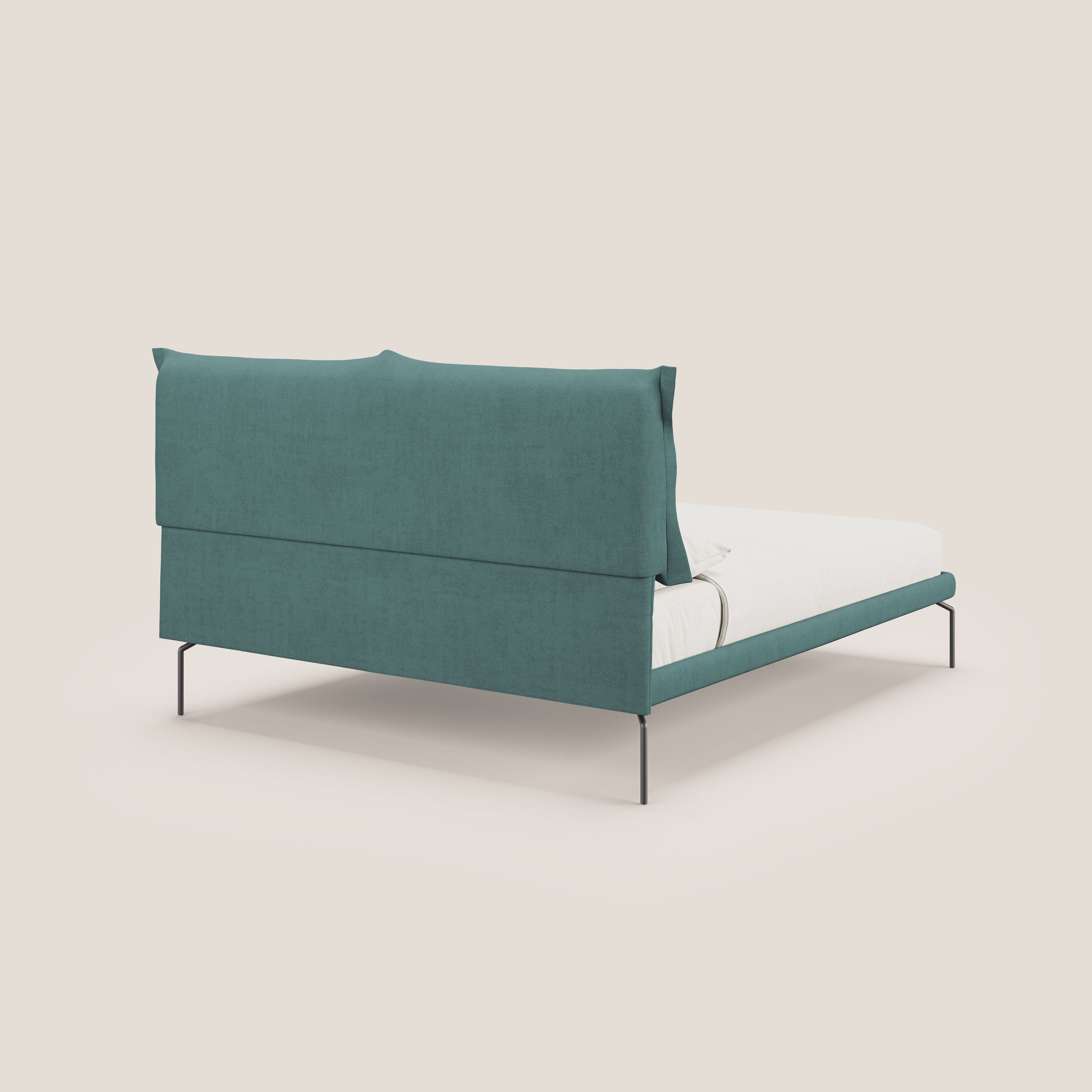 Bice lit rembourré avec coussins et pieds noirs en métal en tissu imperméable T02 bleu canard - Image 4