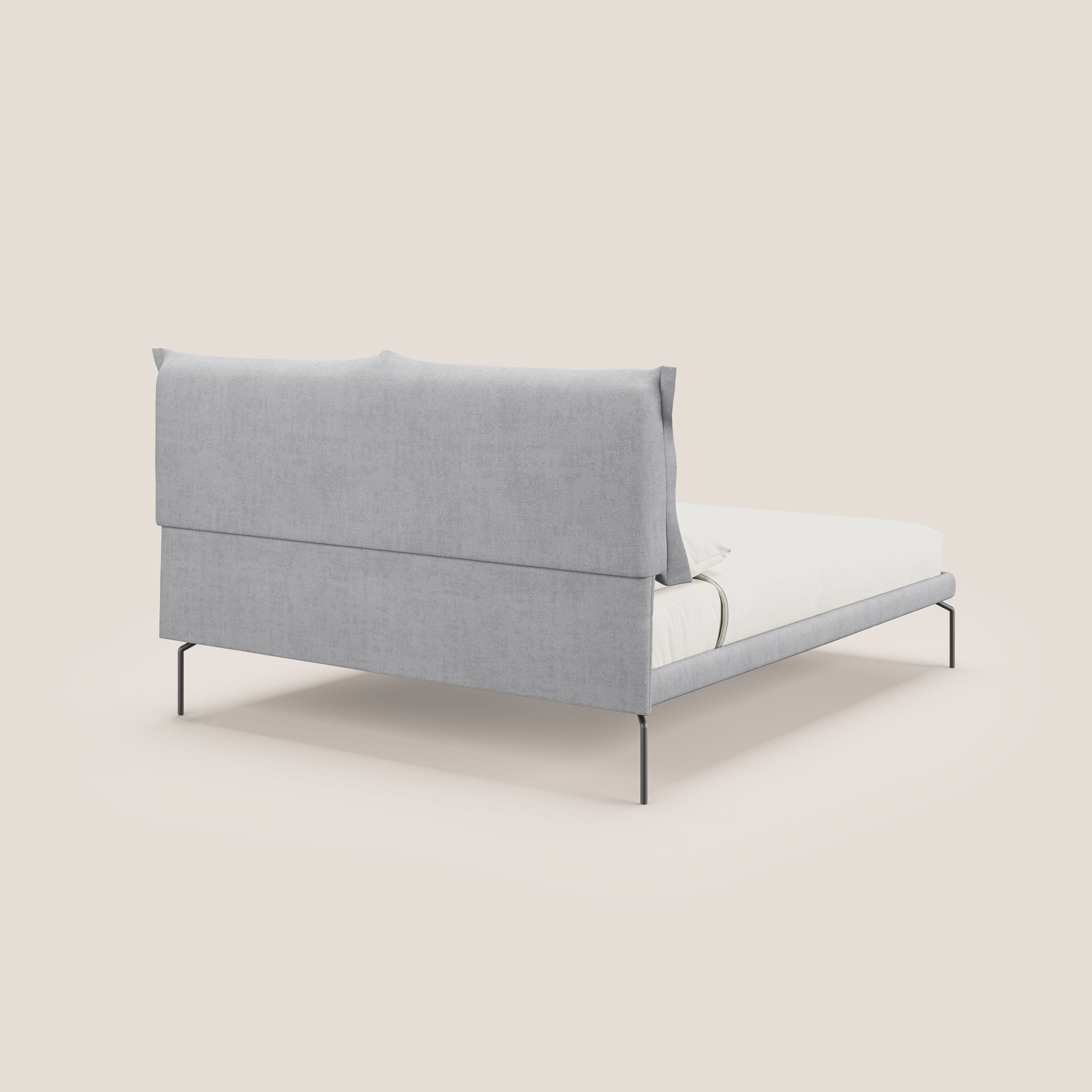 Bice lit rembourré avec coussins et pieds noirs en métal en tissu imperméable T02 gris clair - Image 4