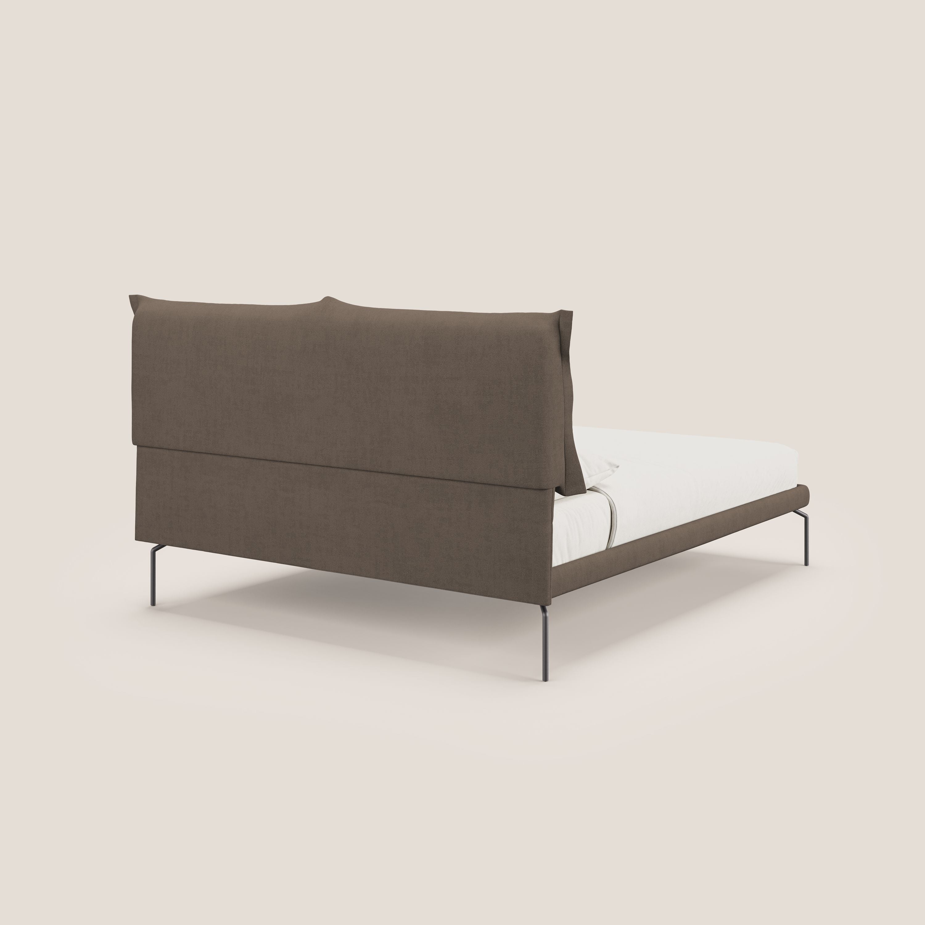 Bice lit rembourré avec coussins et pieds noirs en métal en tissu imperméable T02 marron - Image 4