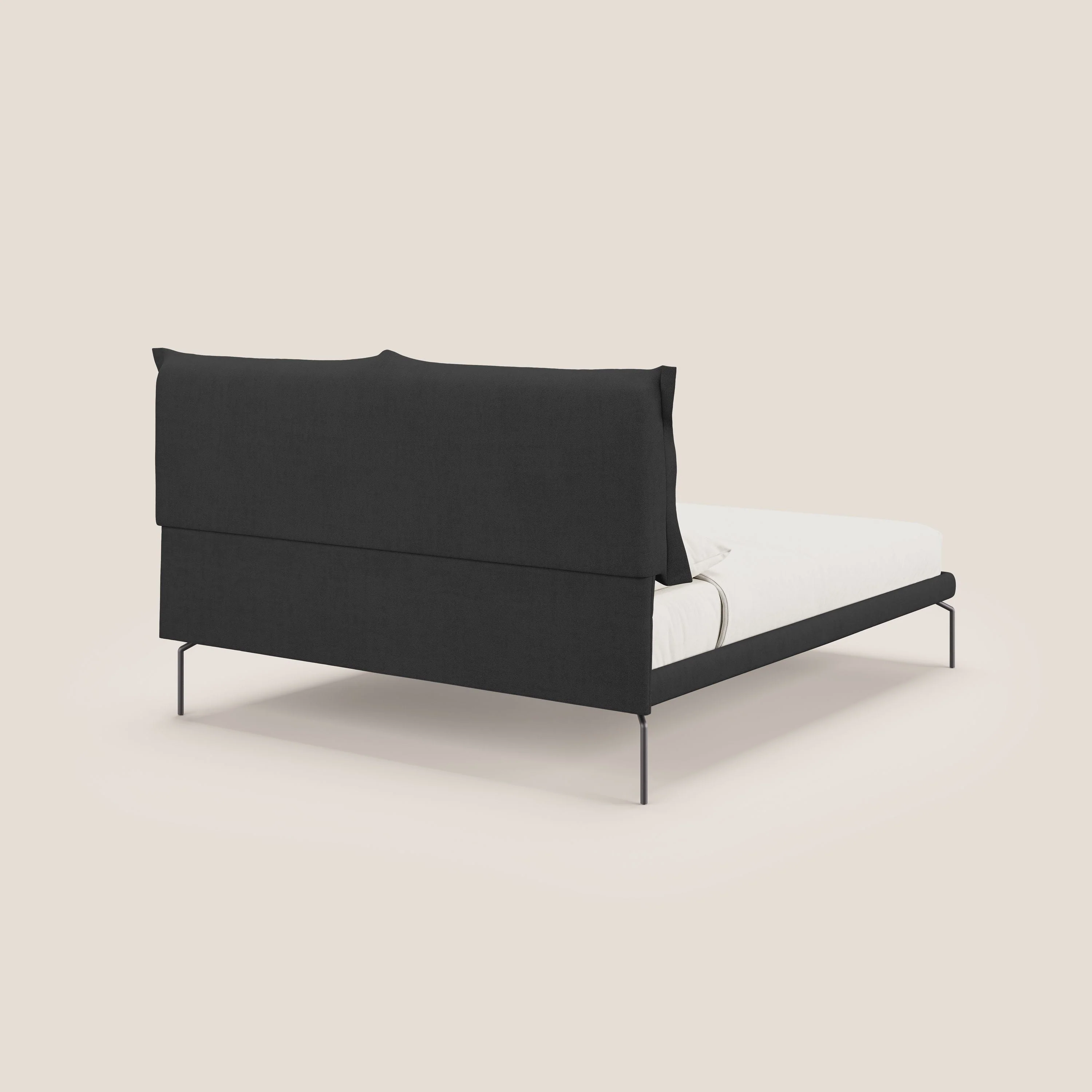 Bice lit rembourré avec coussins et pieds noirs en métal en tissu imperméable T02 noir - Image 4