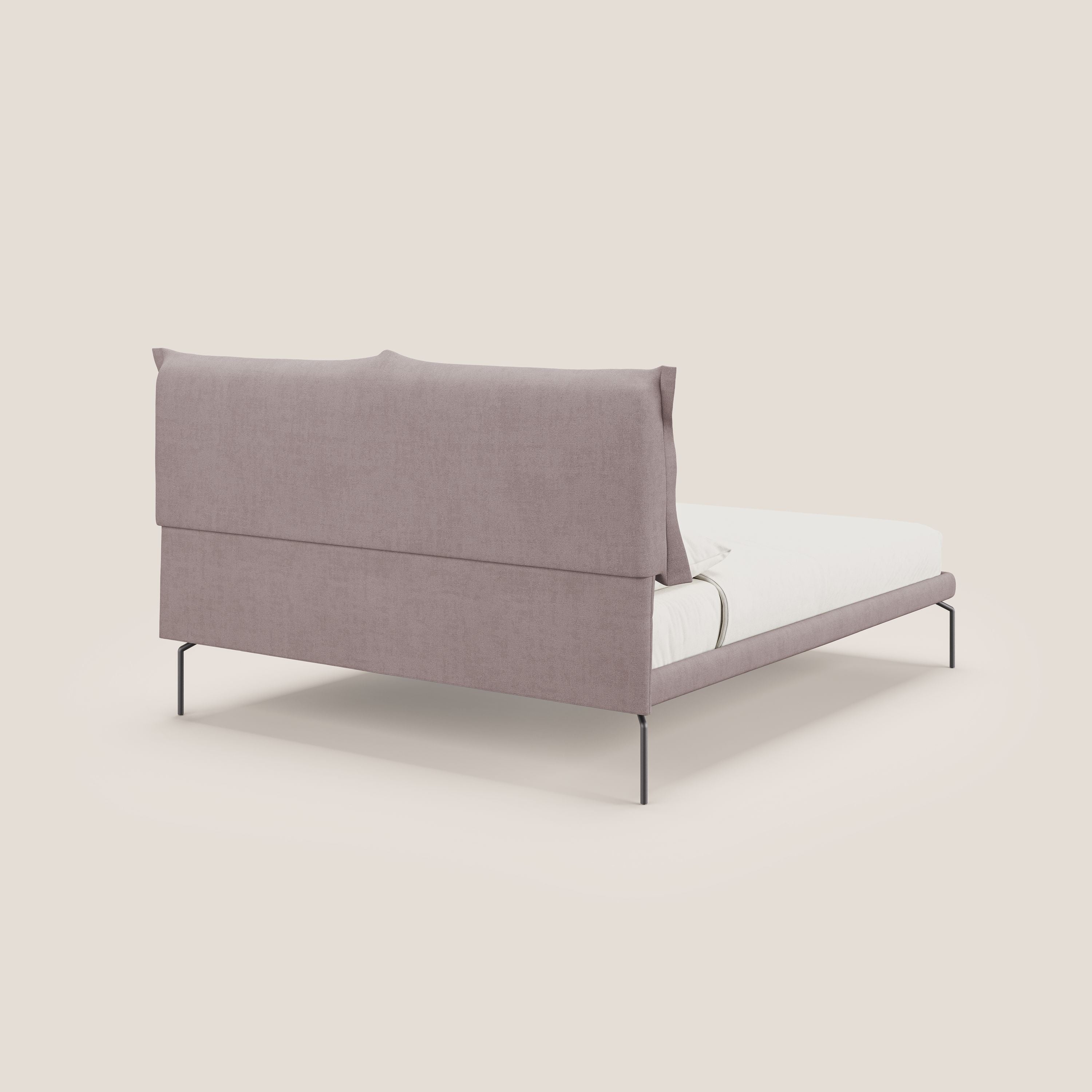 Bice lit rembourré avec coussins et pieds noirs en métal en tissu imperméable T02 rose - Image 4