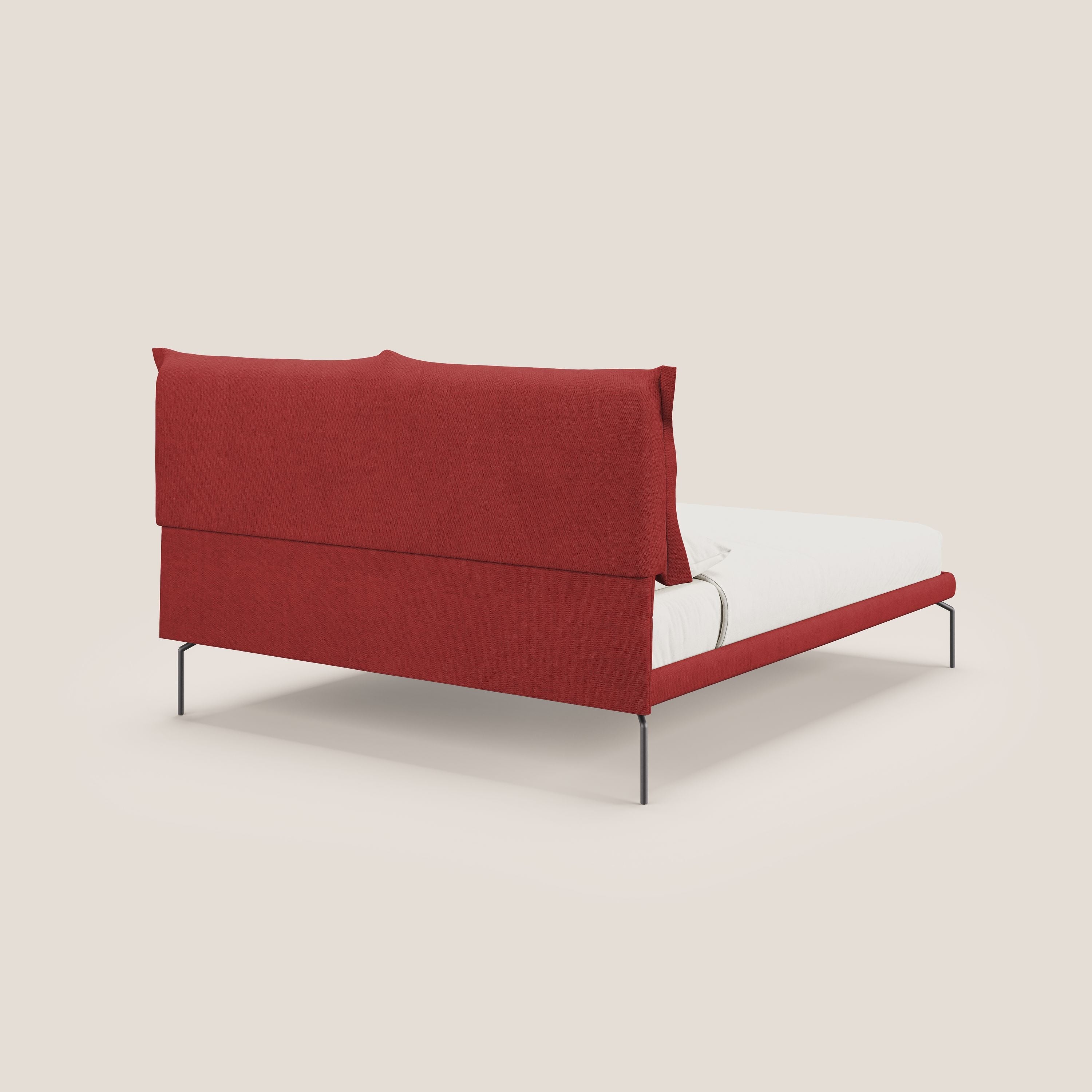 Bice lit rembourré avec coussins et pieds noirs en métal en tissu imperméable T02 rouge - Image 4