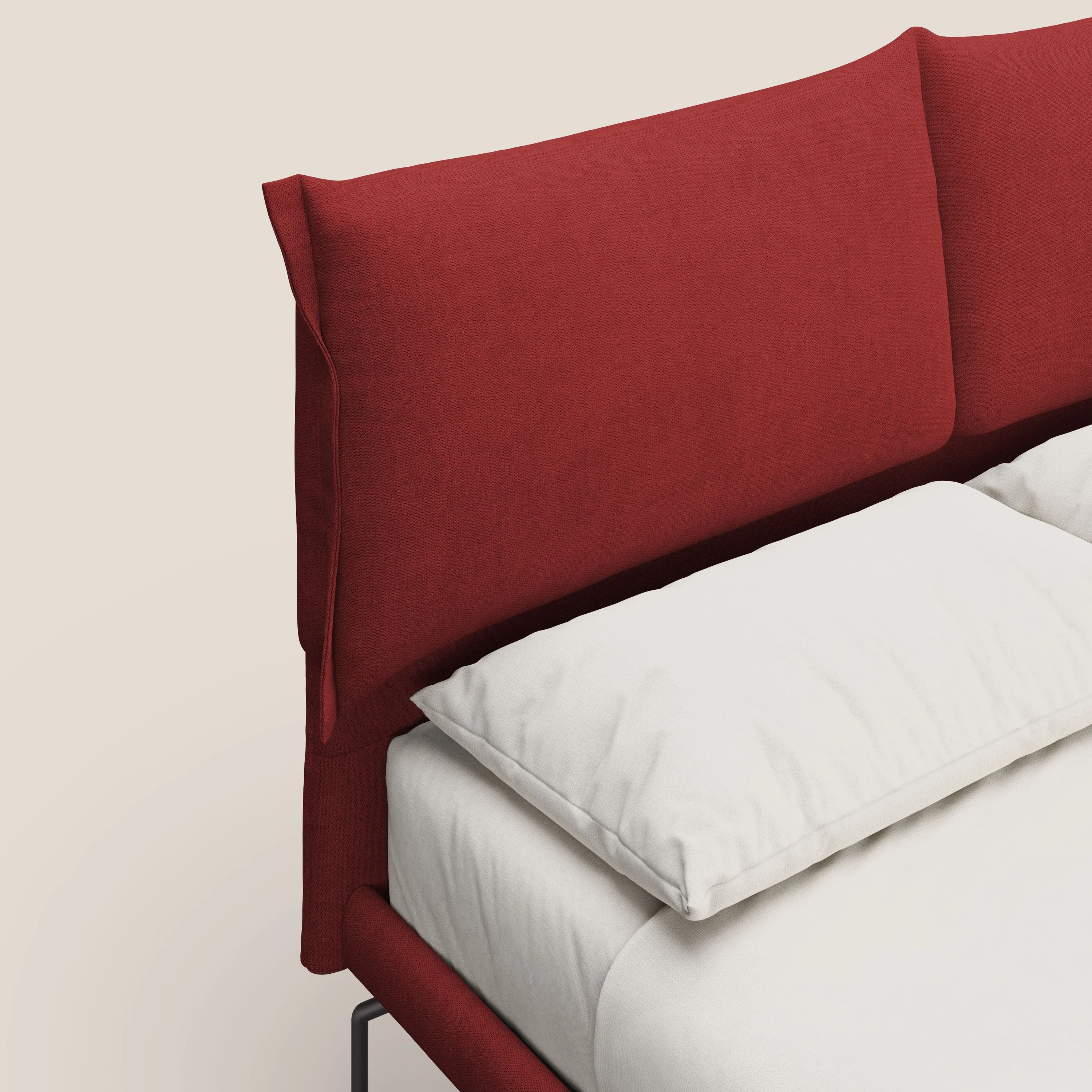 Bice lit rembourré avec coussins et pieds noirs en métal en tissu imperméable T02 rouge - Image 5