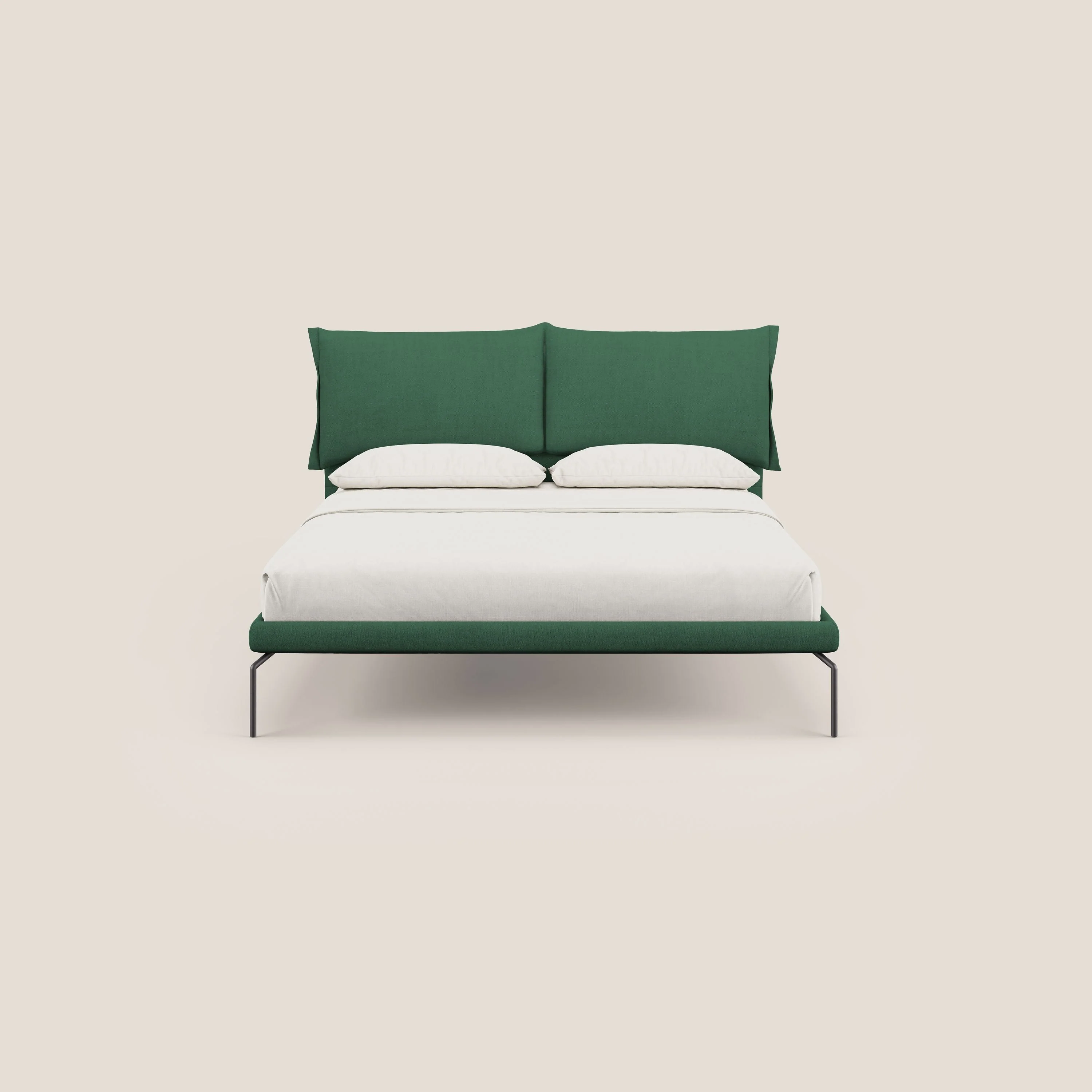 Bice lit rembourré avec coussins et pieds noirs en métal en tissu imperméable T02 vert - Image 3
