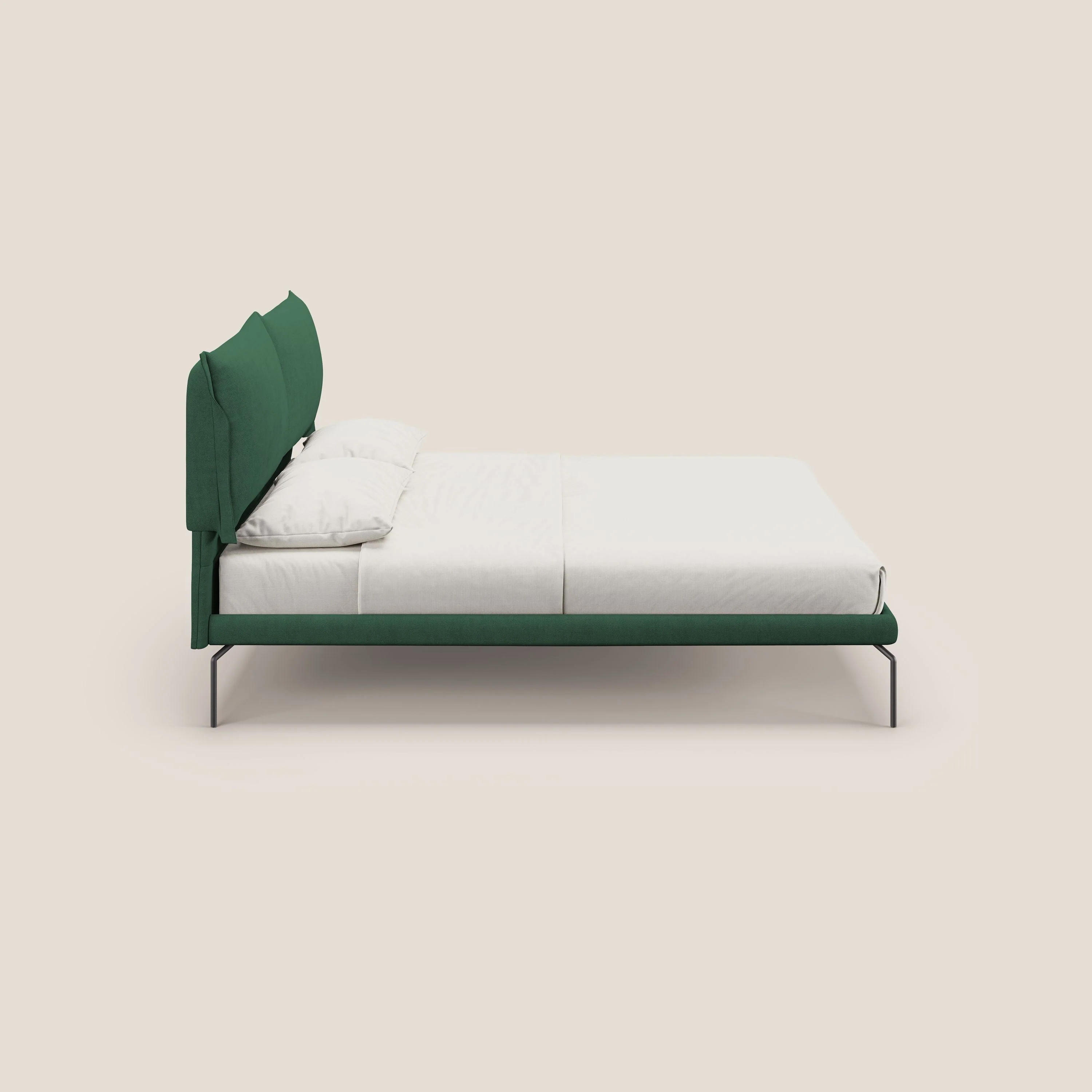 Bice lit rembourré avec coussins et pieds noirs en métal en tissu imperméable T02 vert - Image 4