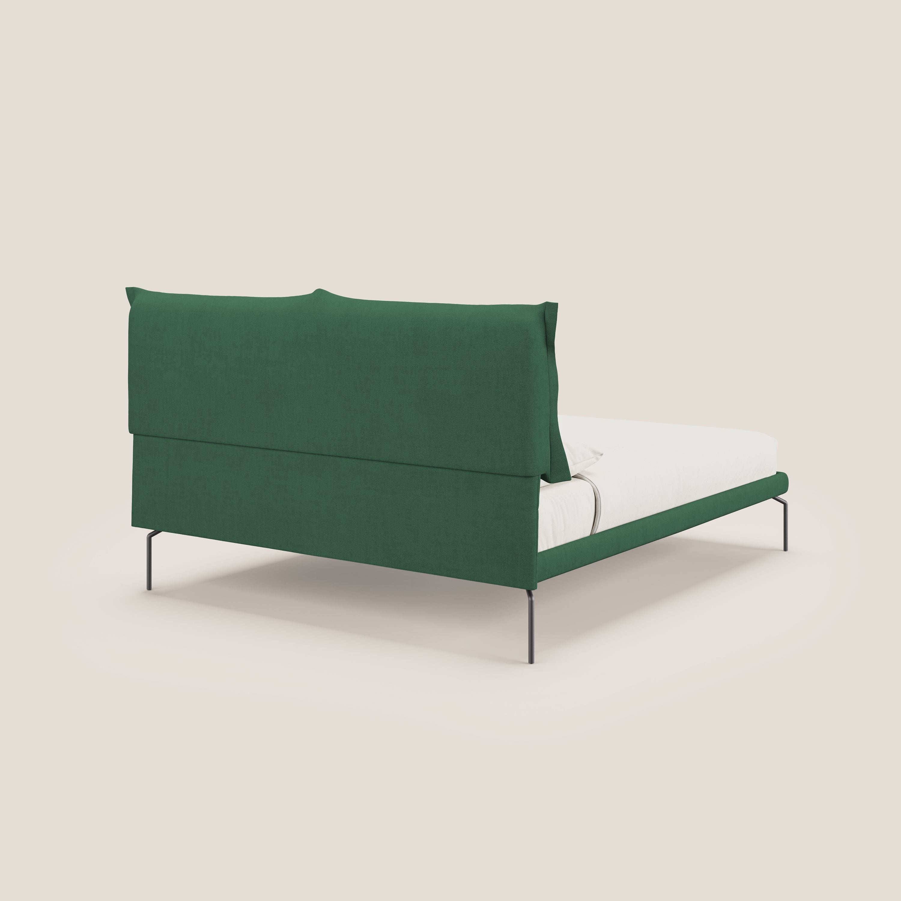 Bice lit rembourré avec coussins et pieds noirs en métal en tissu imperméable T02 vert - Image 5