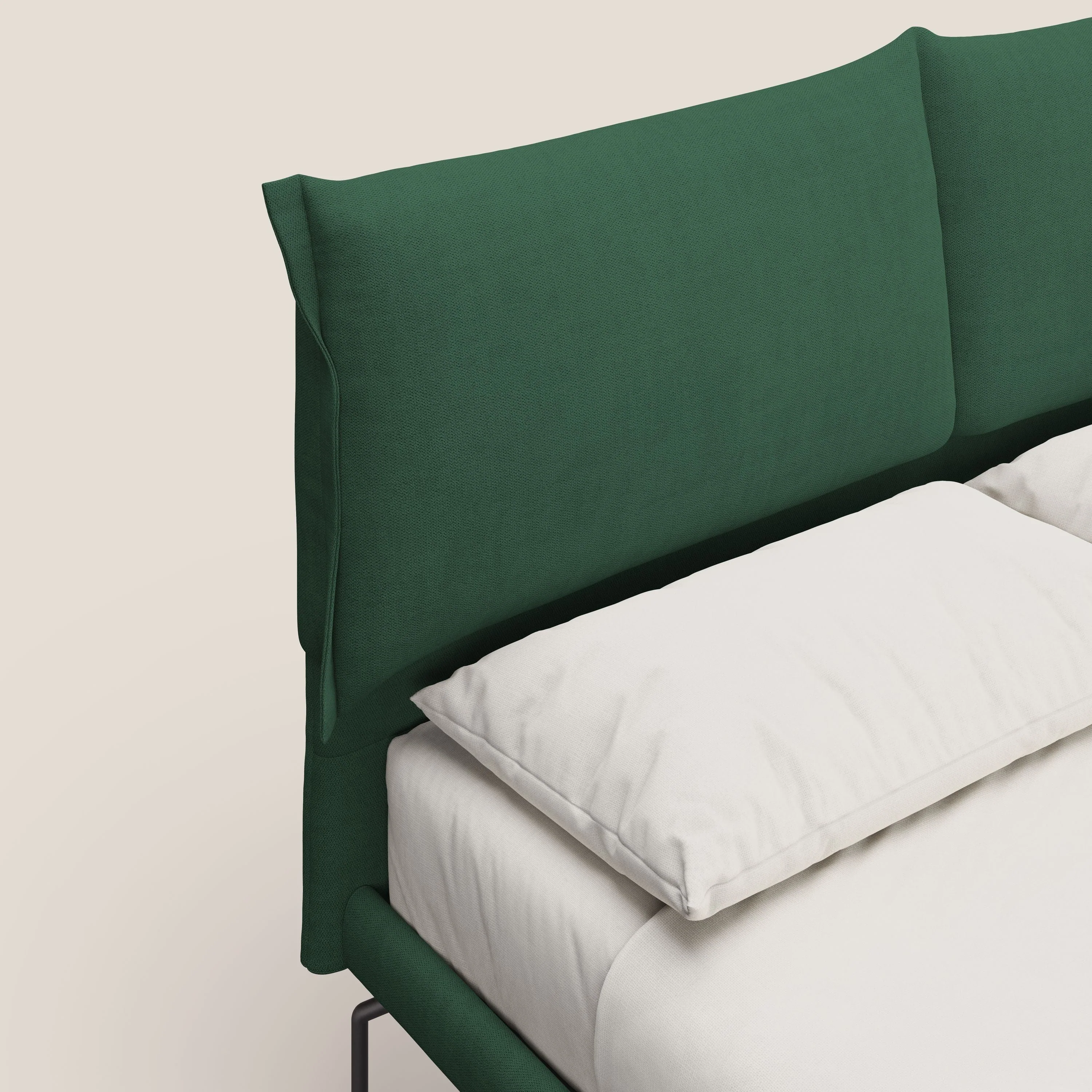 Bice lit rembourré avec coussins et pieds noirs en métal en tissu imperméable T02 vert - Image 6