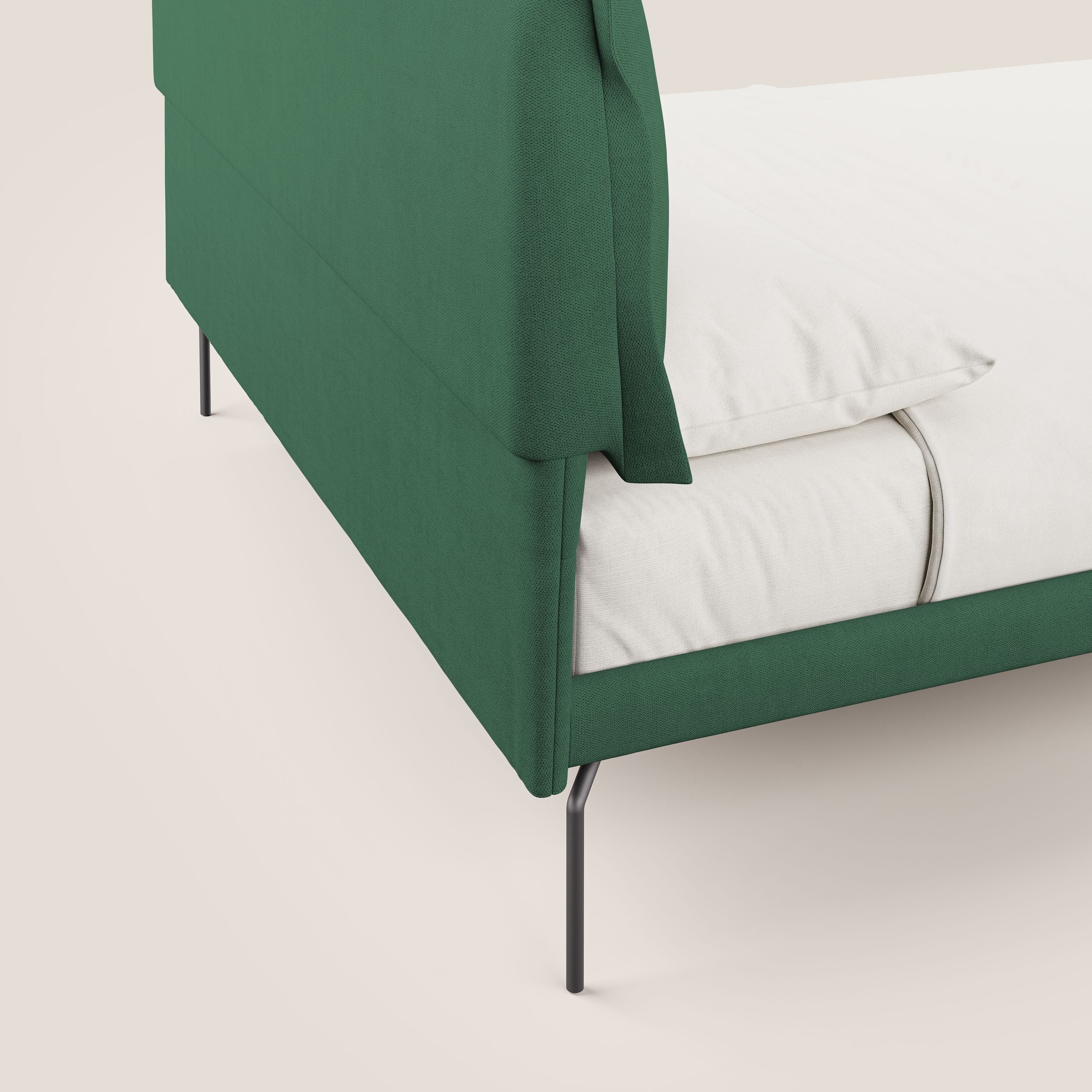 Bice lit rembourré avec coussins et pieds noirs en métal en tissu imperméable T02 vert - Image 7