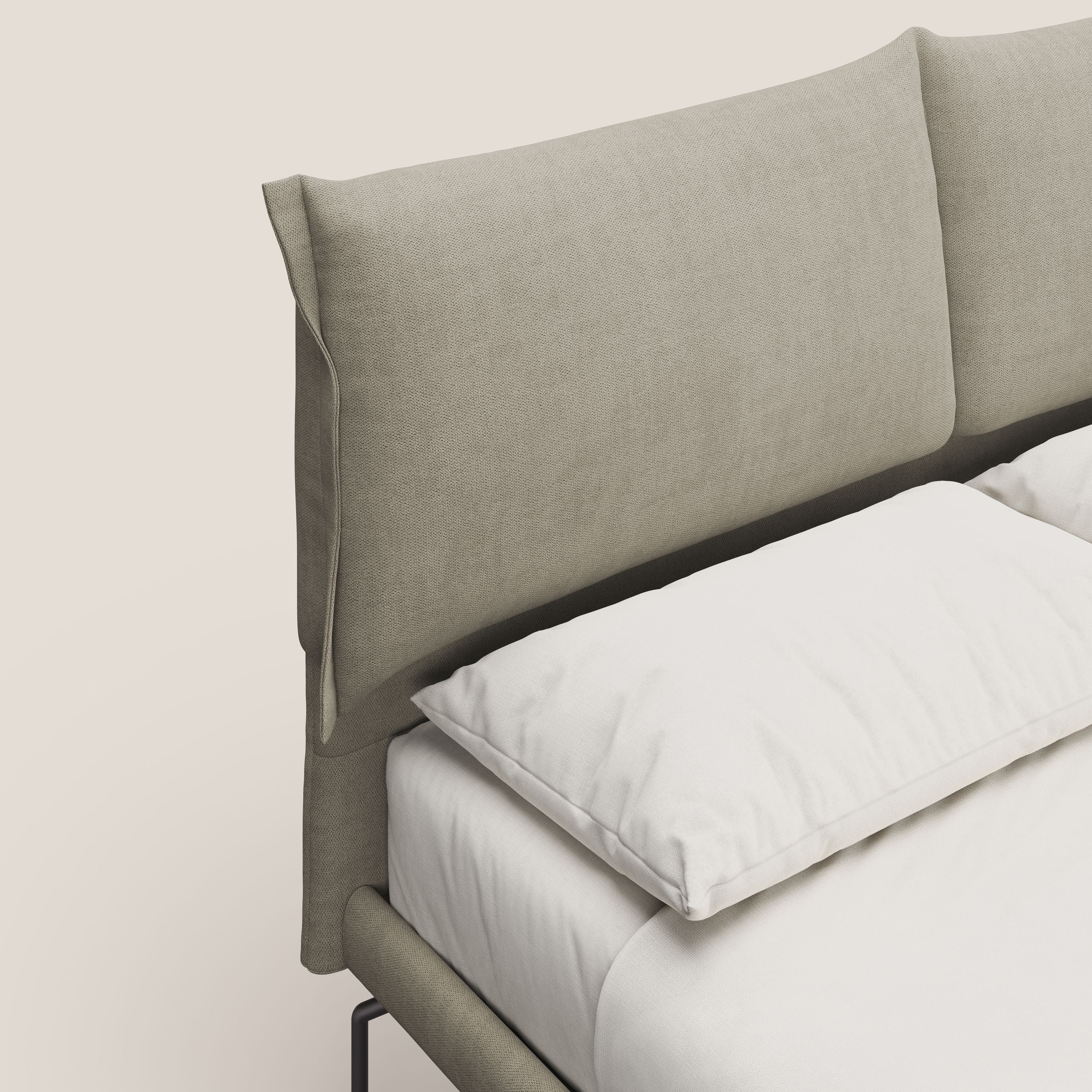 Bice lit rembourré pour matelas 180x200 cm avec coussins et pieds noirs en métal en tissu imperméable T02 crÚme - Image 5