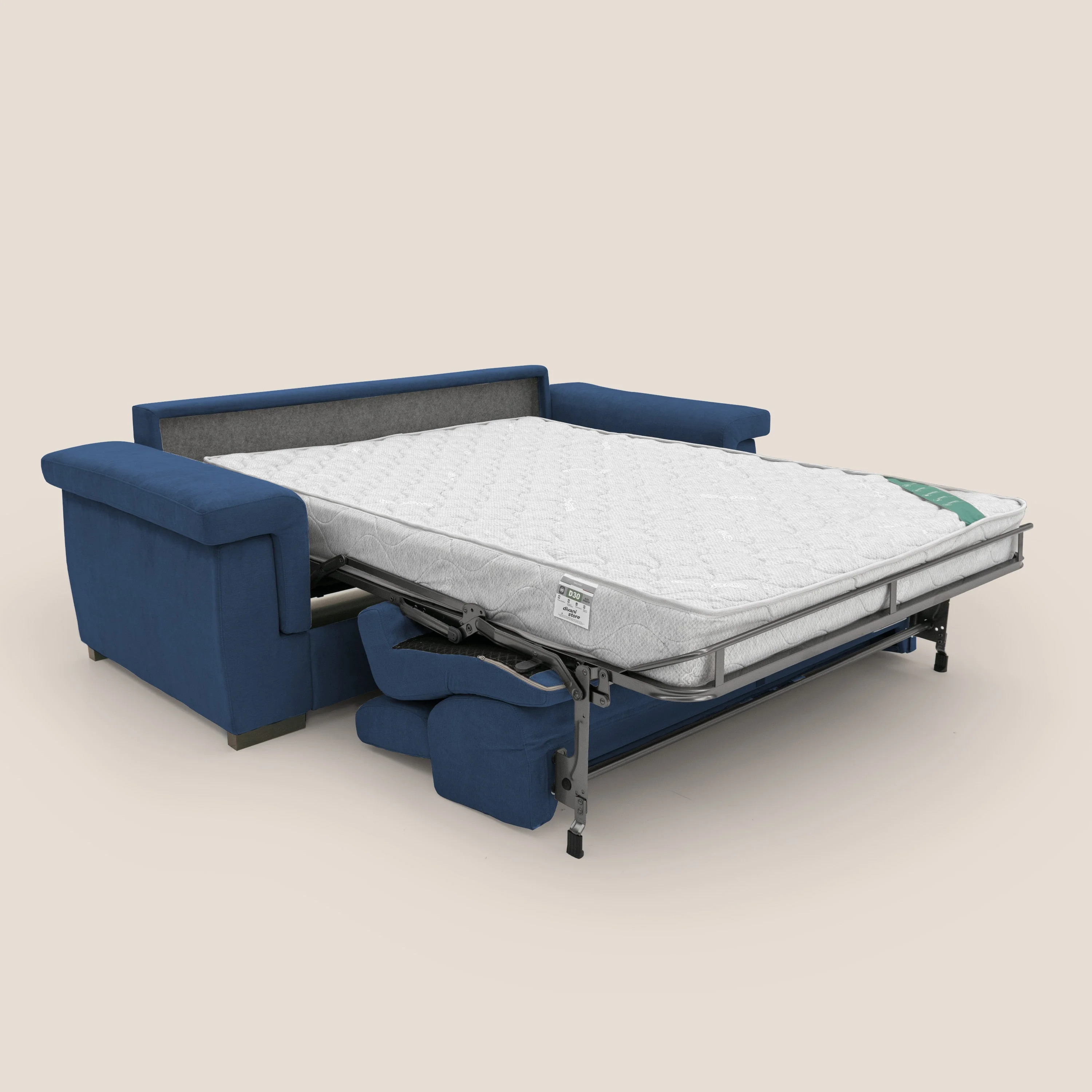 Bjorn Canapé convertible 240 cm (mat. 160x197) avec matelas H 18cm et têtières réglables en tissu imperméable T02 bleu - Image 2