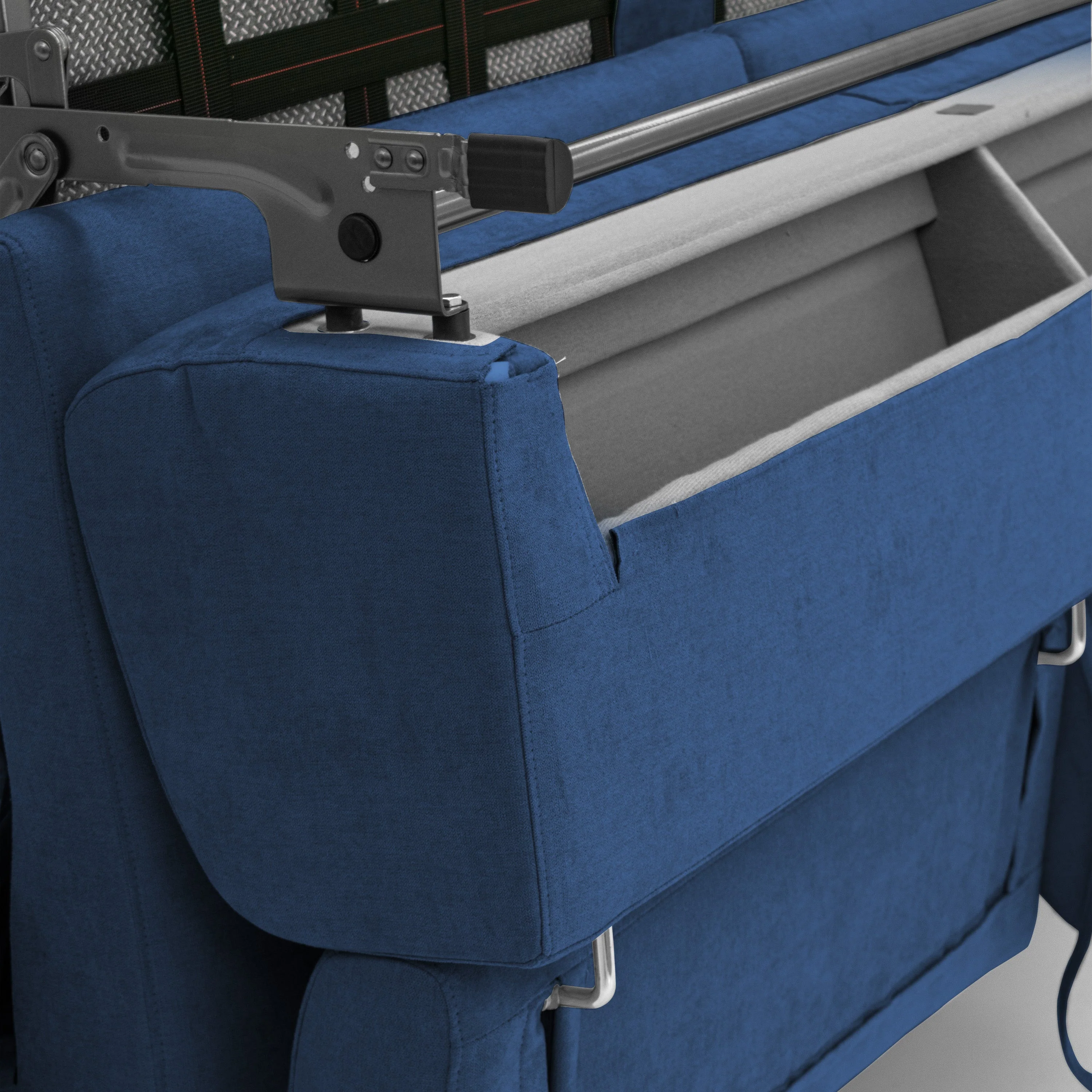 Bjorn Canapé convertible 240 cm (mat. 160x197) avec matelas H 18cm et têtières réglables en tissu imperméable T02 bleu - Image 8
