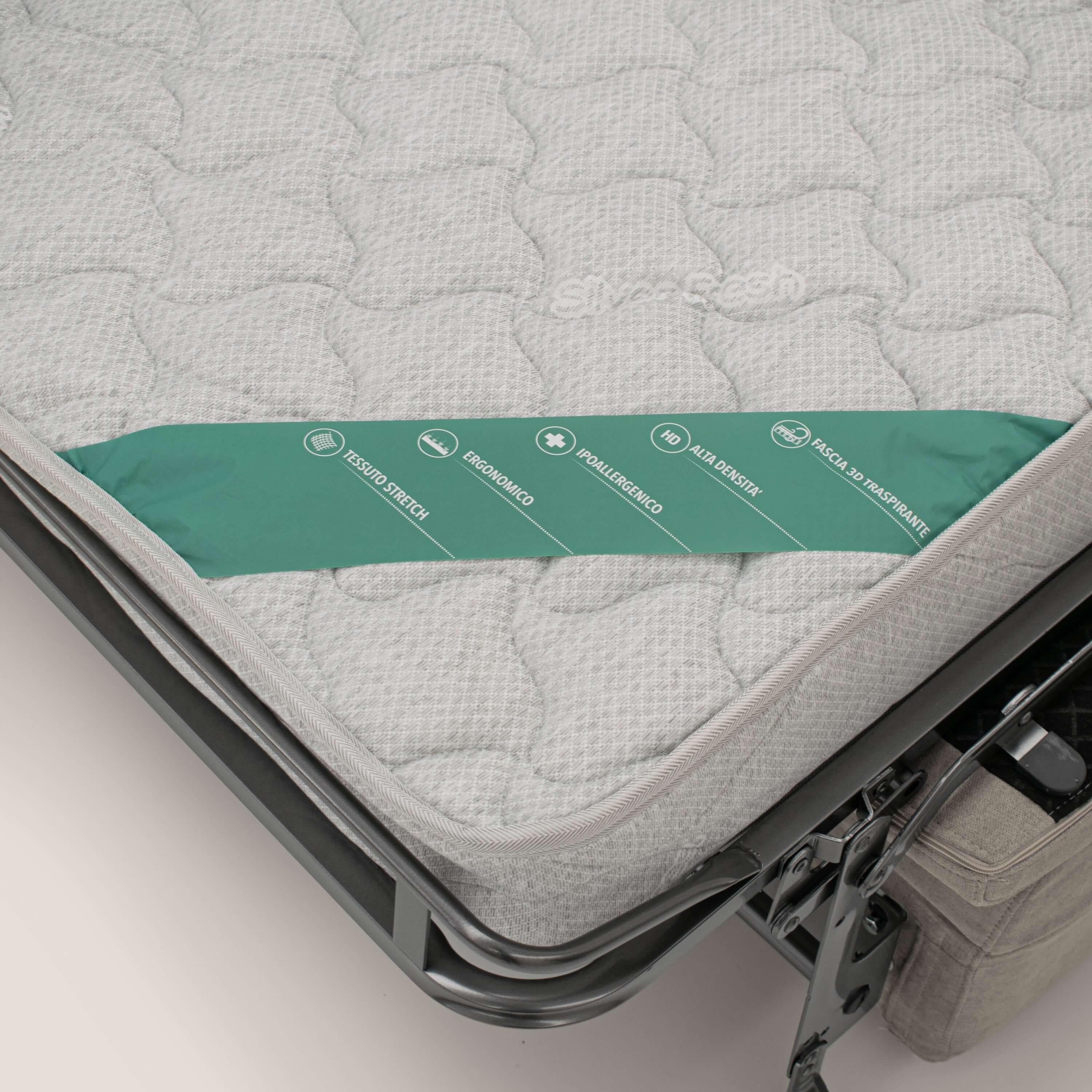 Bjorn Canapé convertible avec matelas H 18cm et têtières réglables en tissu imperméable T02 beige - Image 7