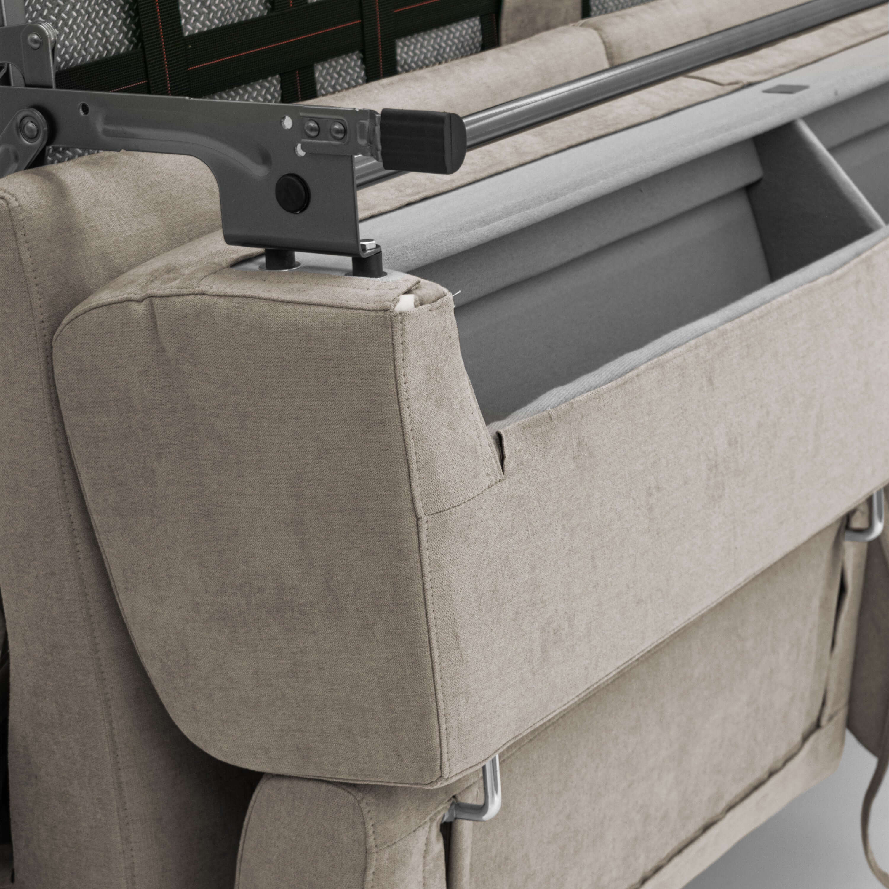 Bjorn Canapé convertible avec matelas H 18cm et têtières réglables en tissu imperméable T02 beige - Image 8