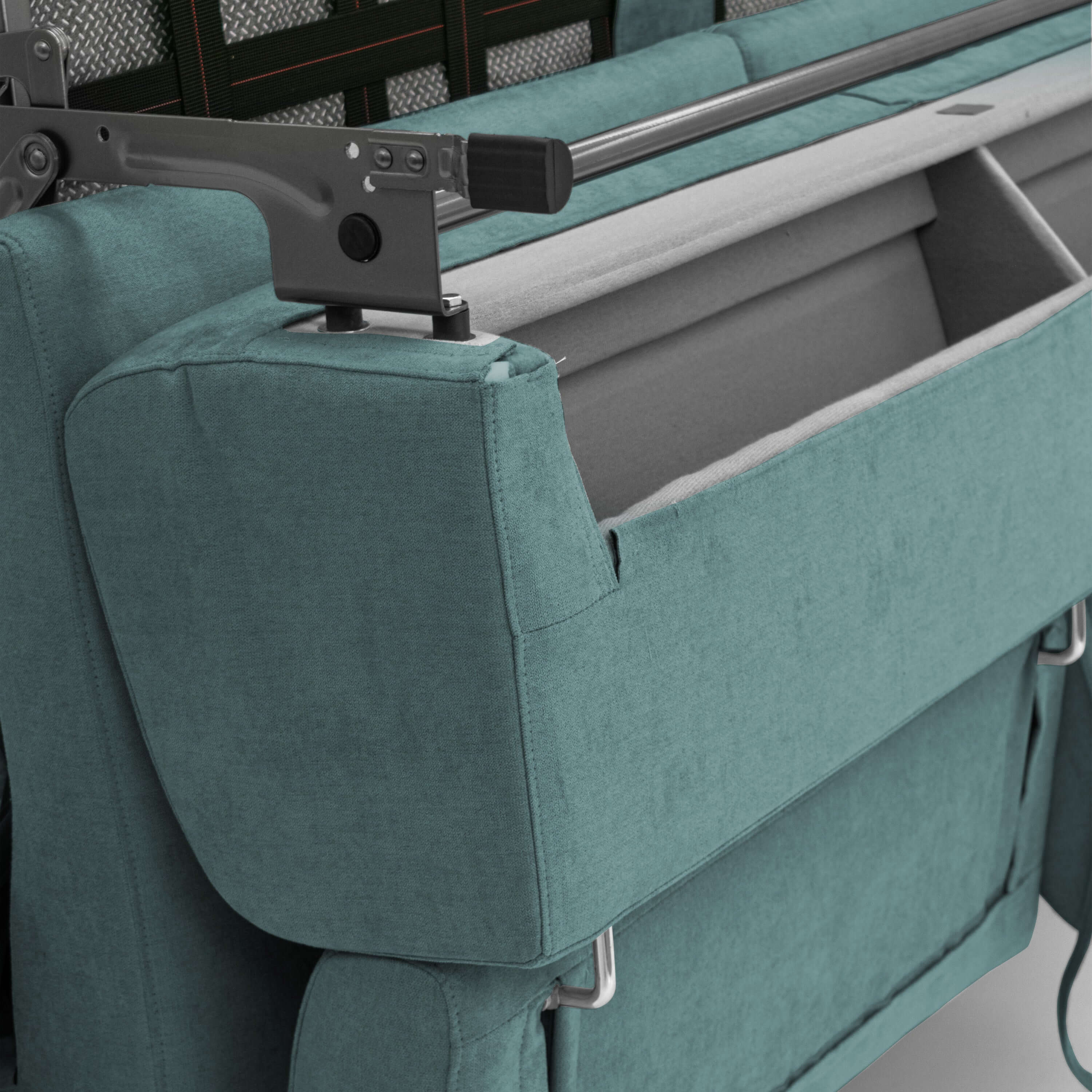 Bjorn Canapé convertible avec matelas H 18cm et têtières réglables en tissu imperméable T02 bleu canard - Image 8