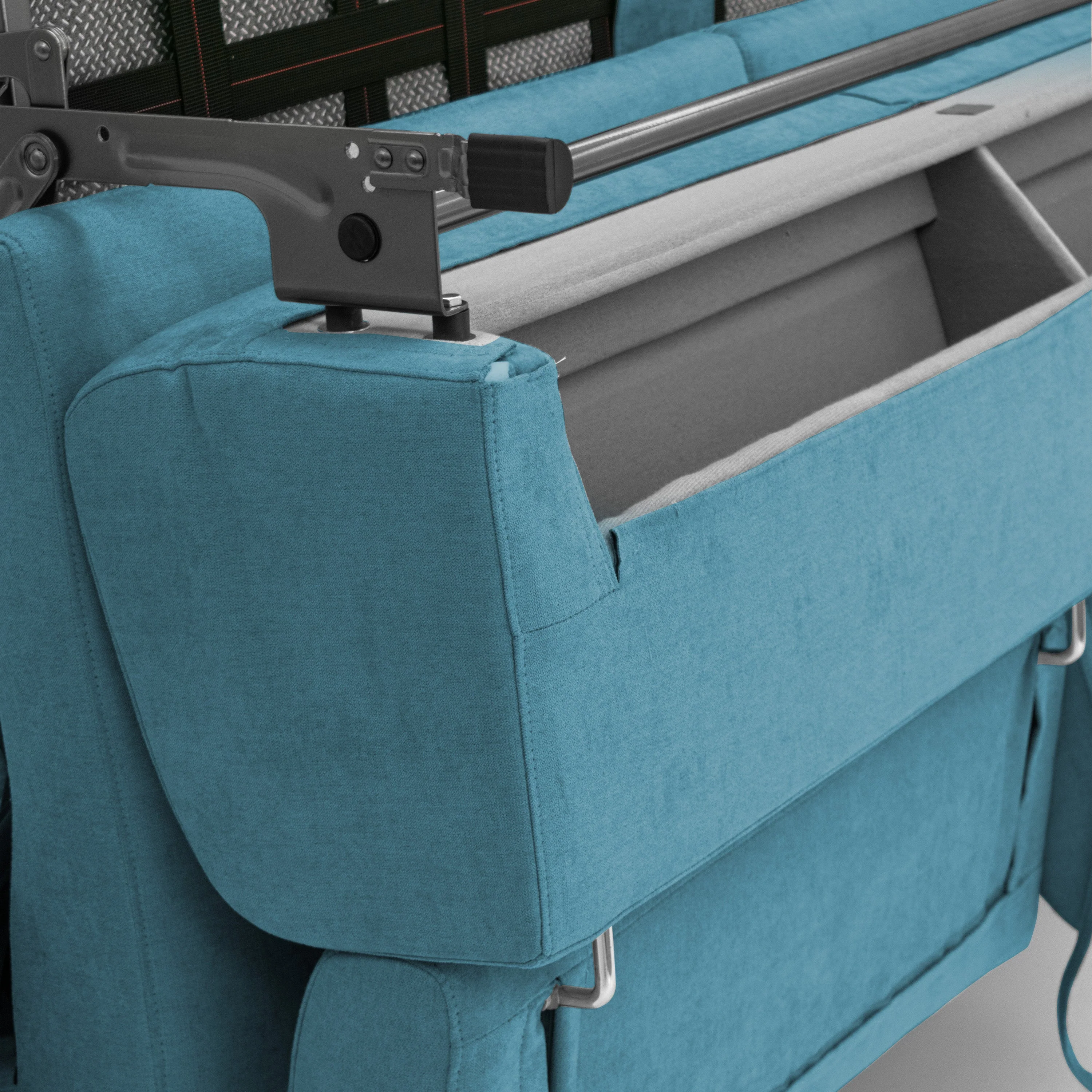 Bjorn Canapé convertible avec matelas H 18cm et têtières réglables en tissu imperméable T02 bleu ciel - Image 8