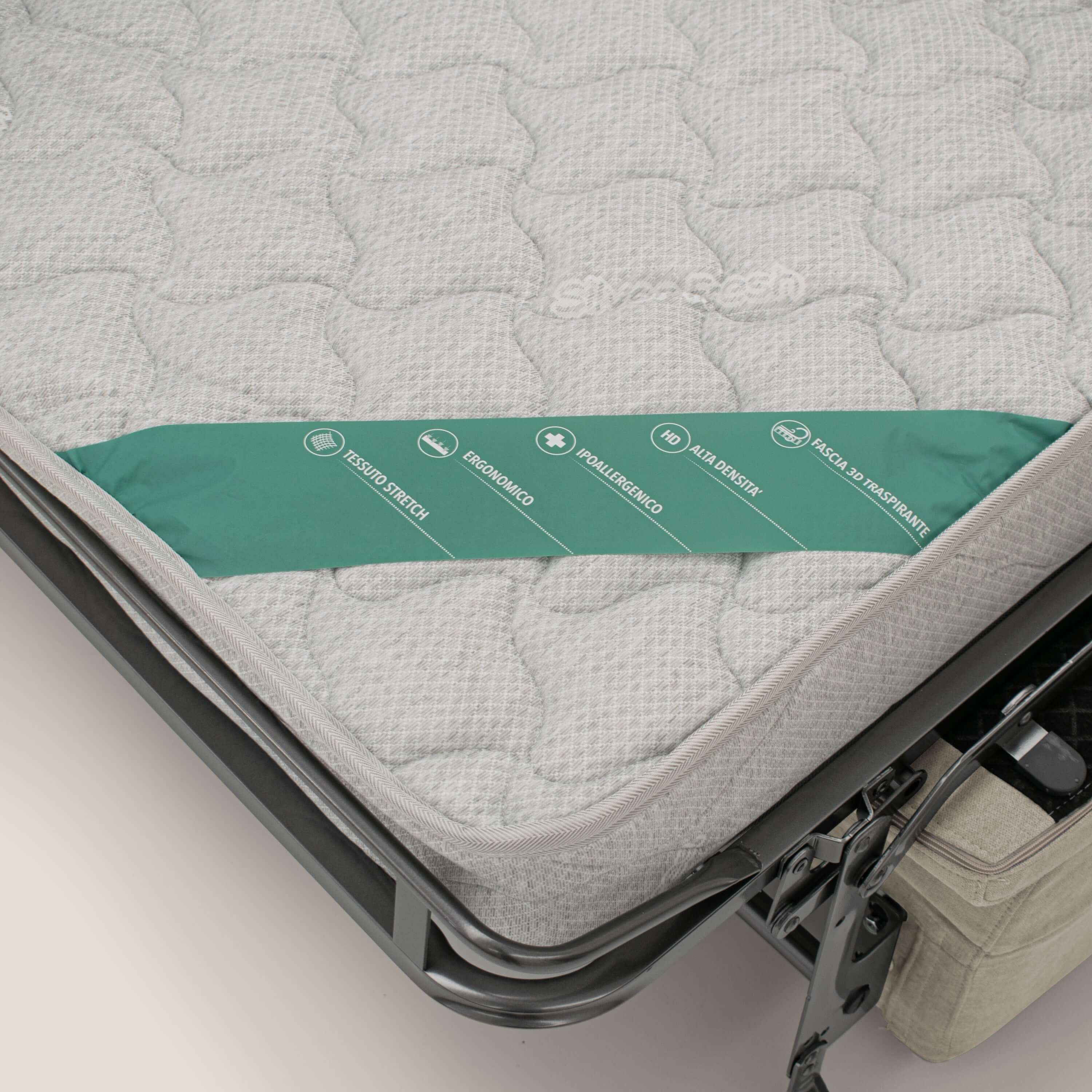 Bjorn Canapé convertible avec matelas H 18cm et têtières réglables en tissu imperméable T02 crème - Image 7