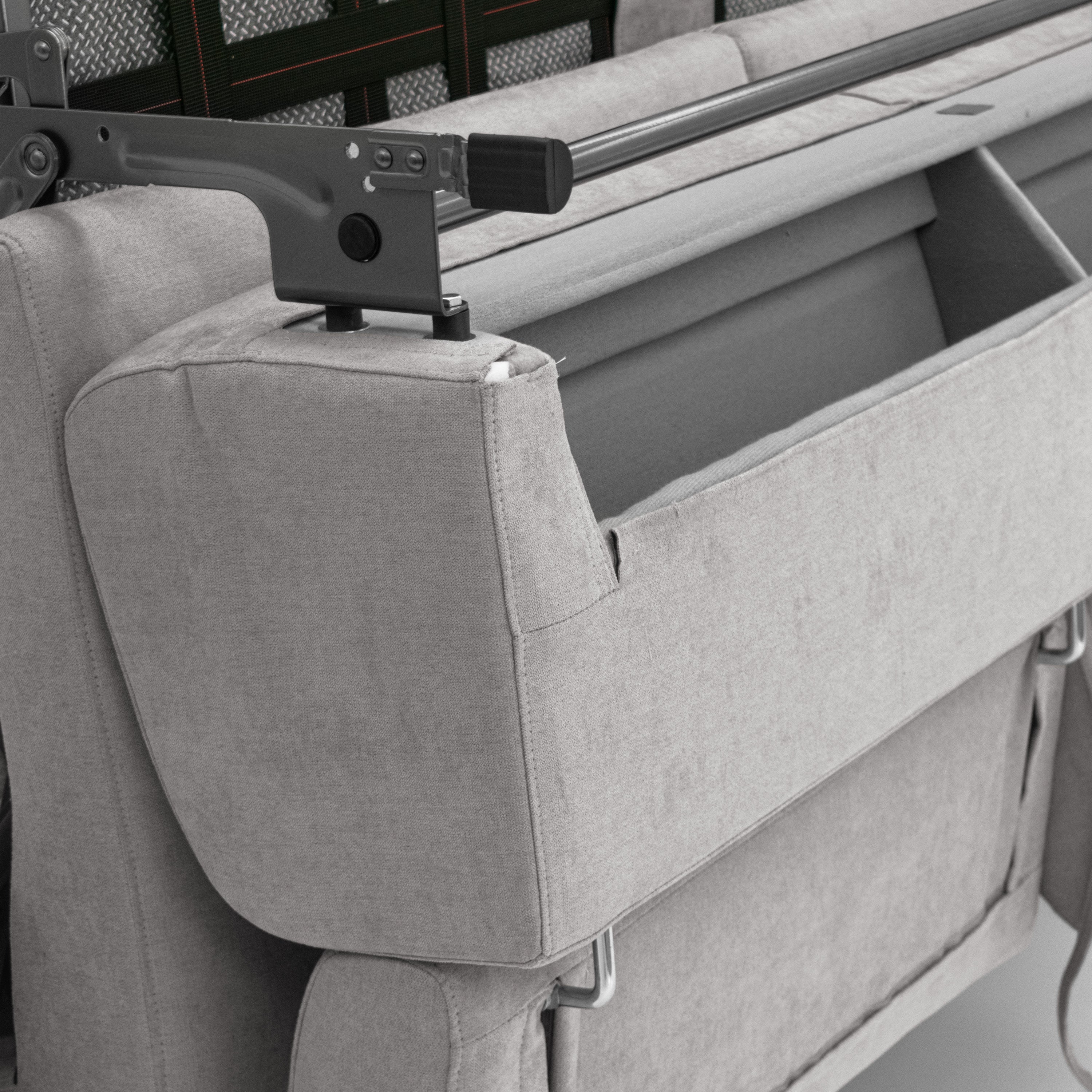 Bjorn Canapé convertible avec matelas H 18cm et têtières réglables en tissu imperméable T02 gris clair - Image 8