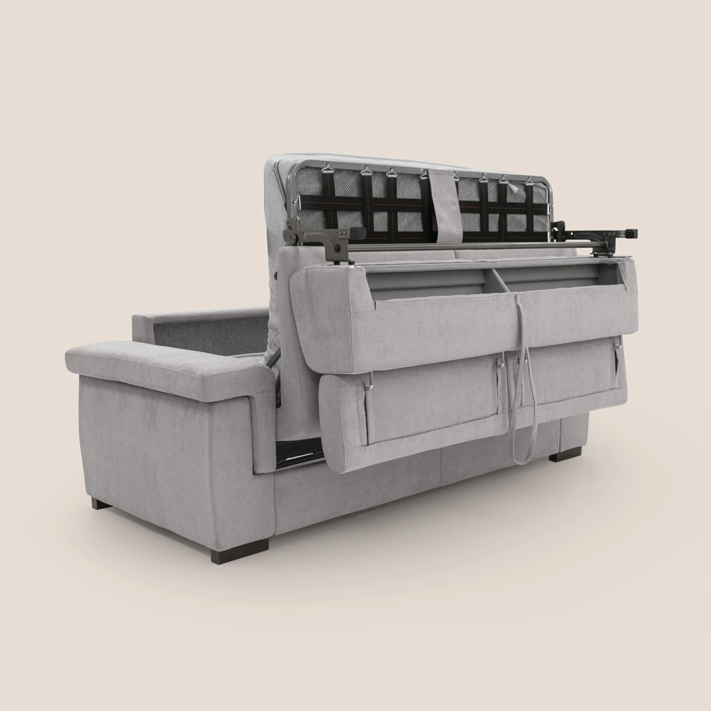 Bjorn Canapé convertible avec matelas H 18cm et têtières réglables en tissu imperméable T02 gris clair - Image 9