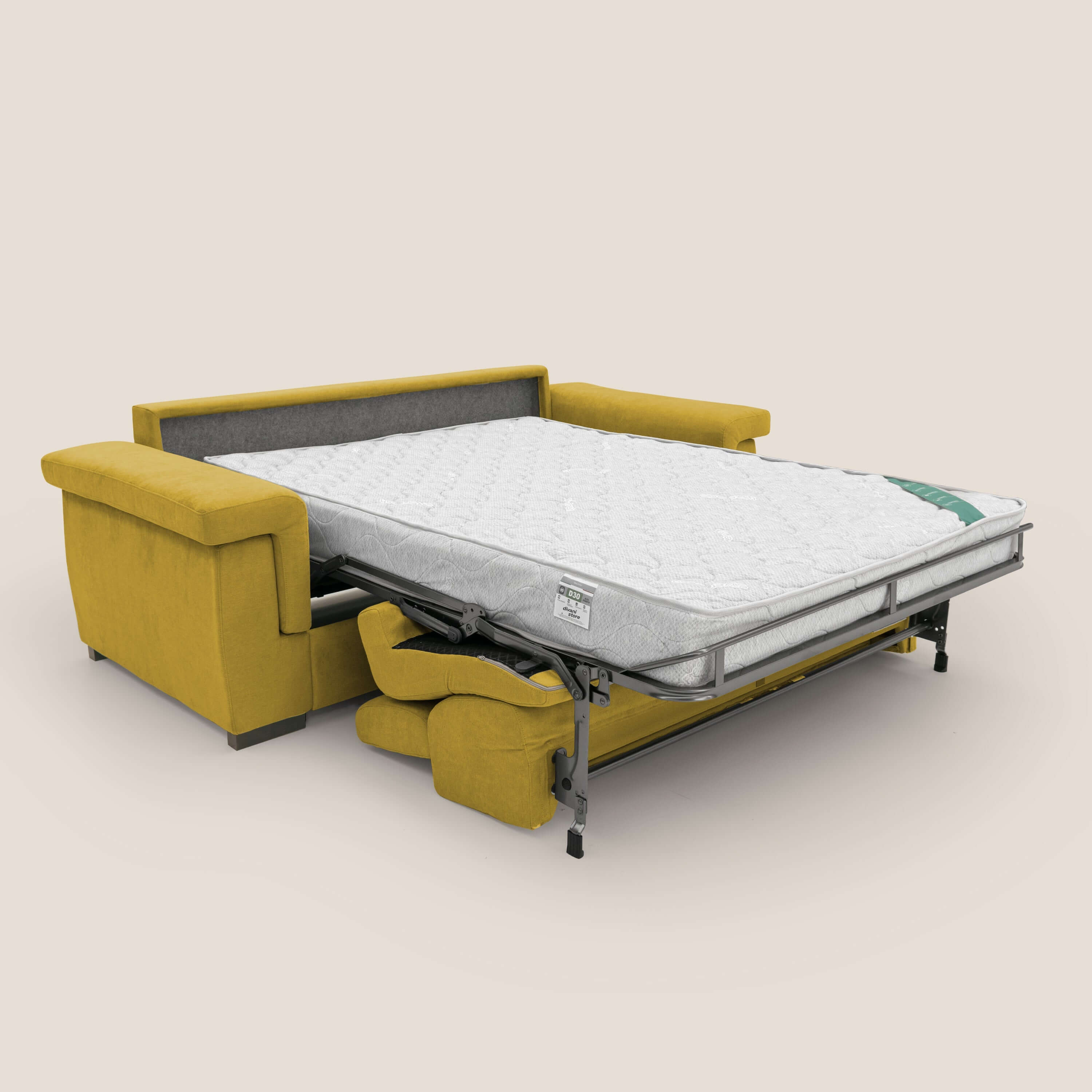 Bjorn Canapé convertible avec matelas H 18cm et têtières réglables en tissu imperméable T02 jaune - Image 2