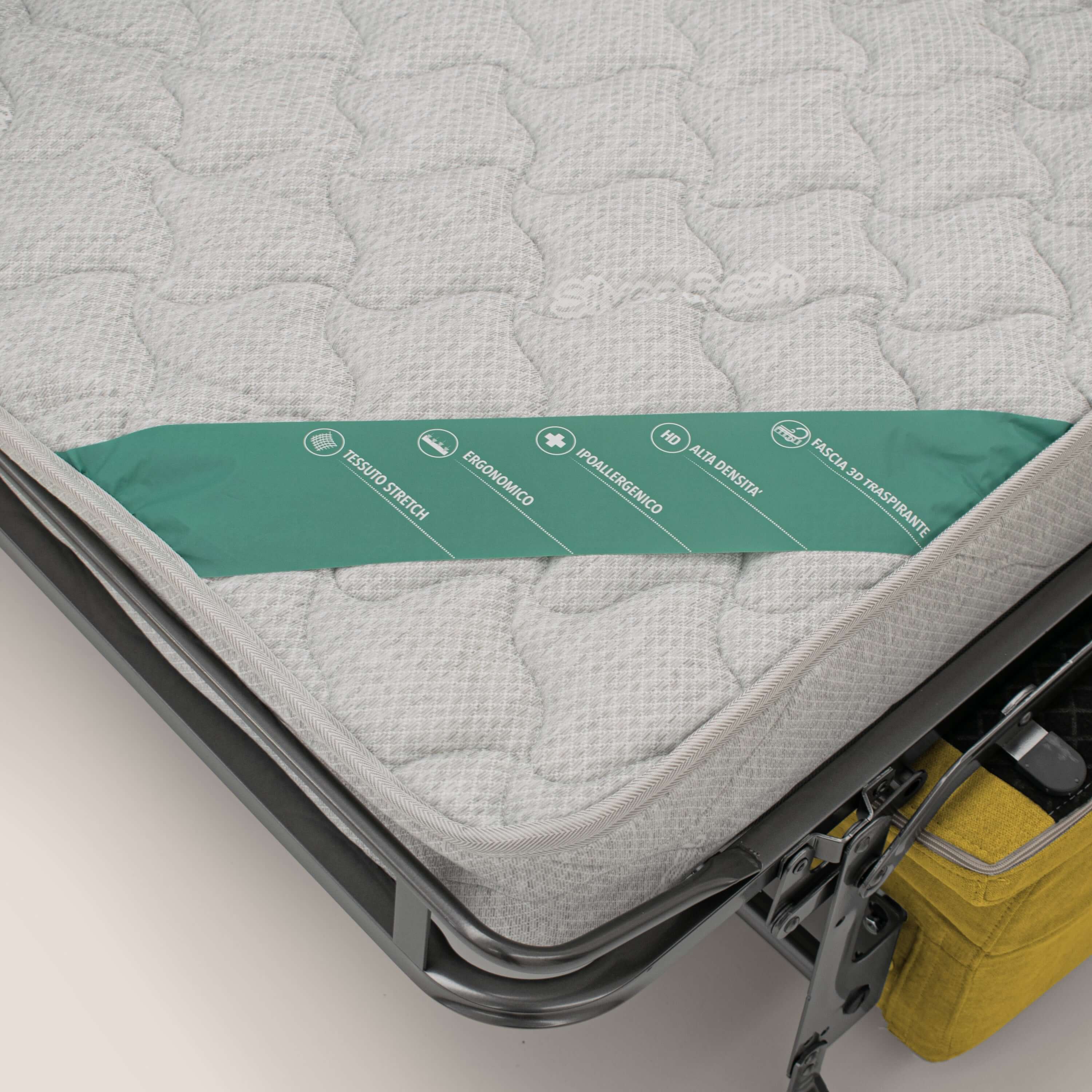 Bjorn Canapé convertible avec matelas H 18cm et têtières réglables en tissu imperméable T02 jaune - Image 7