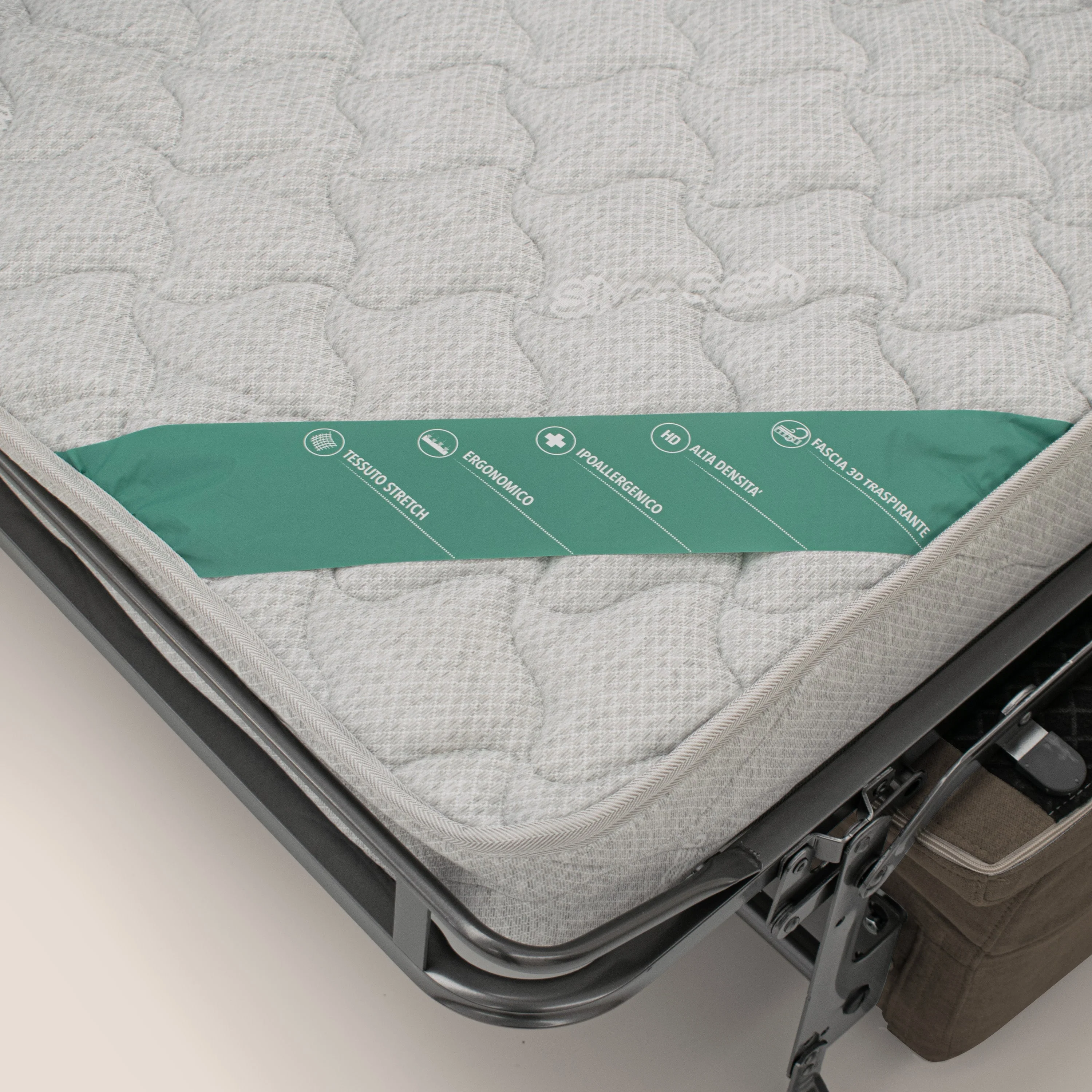 Bjorn Canapé convertible avec matelas H 18cm et têtières réglables en tissu imperméable T02 marron - Image 7